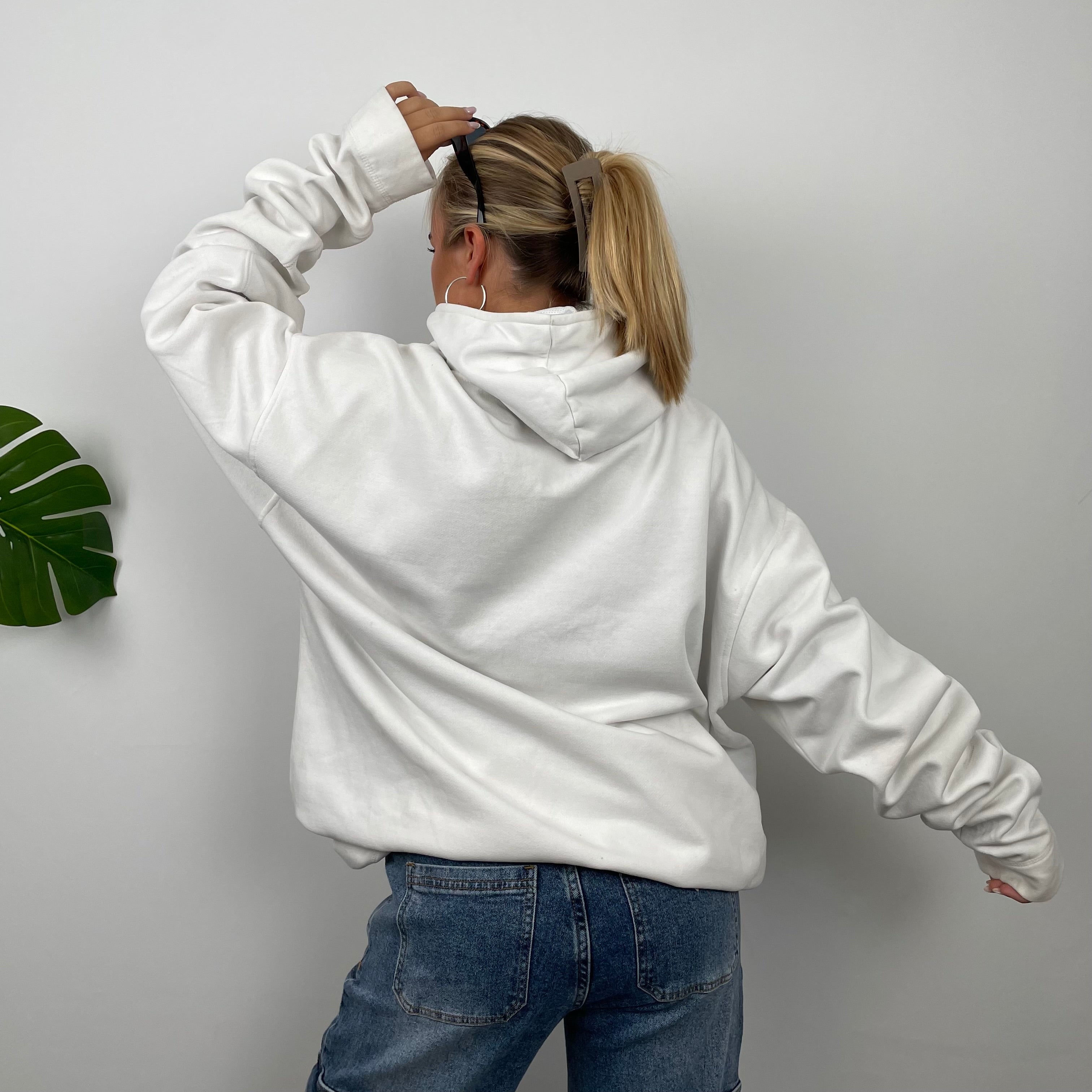 Reebok White Embroidered Spell Out Hoodie (3XL)