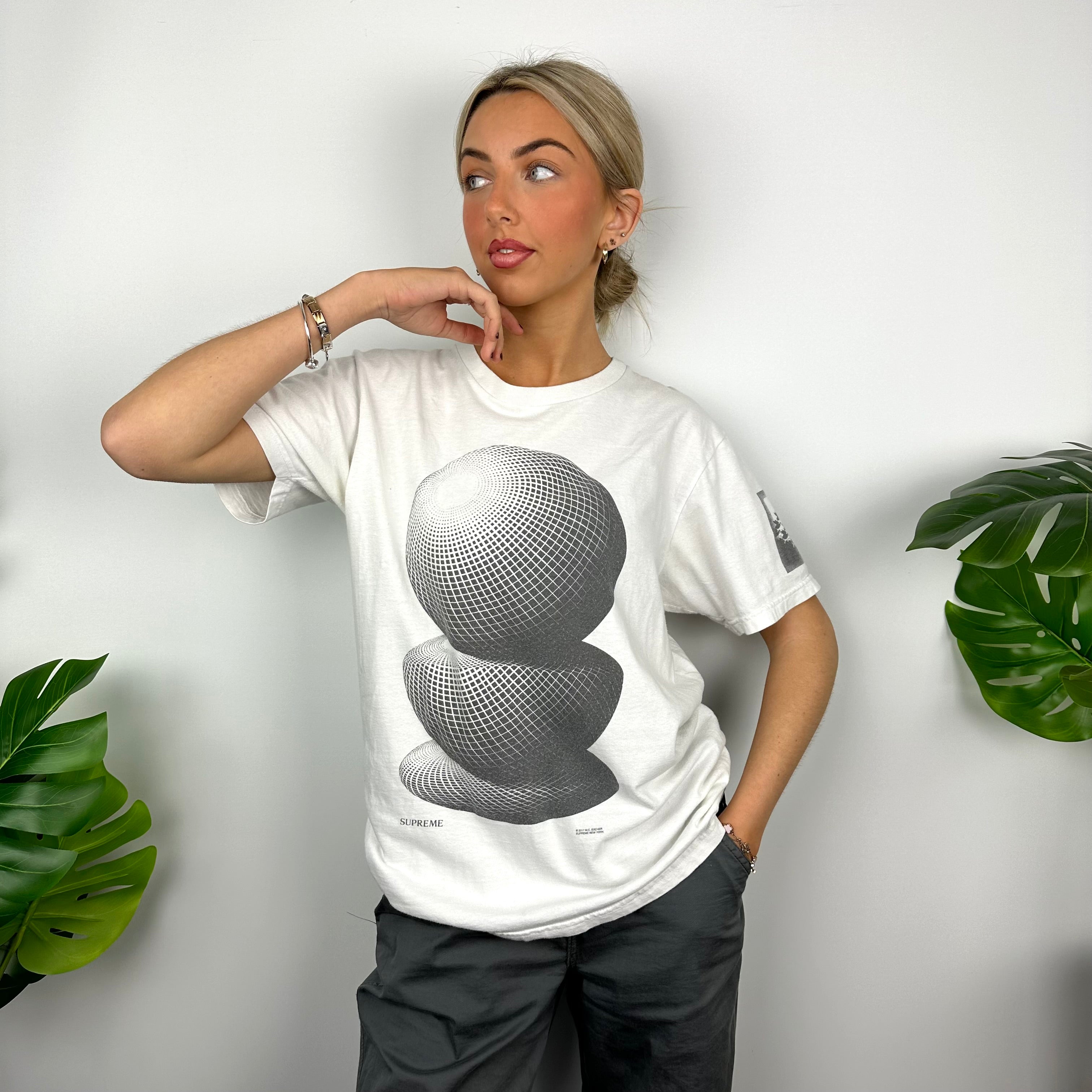 Supreme White M.C. Escher Thees Spheres T Shirt (M)