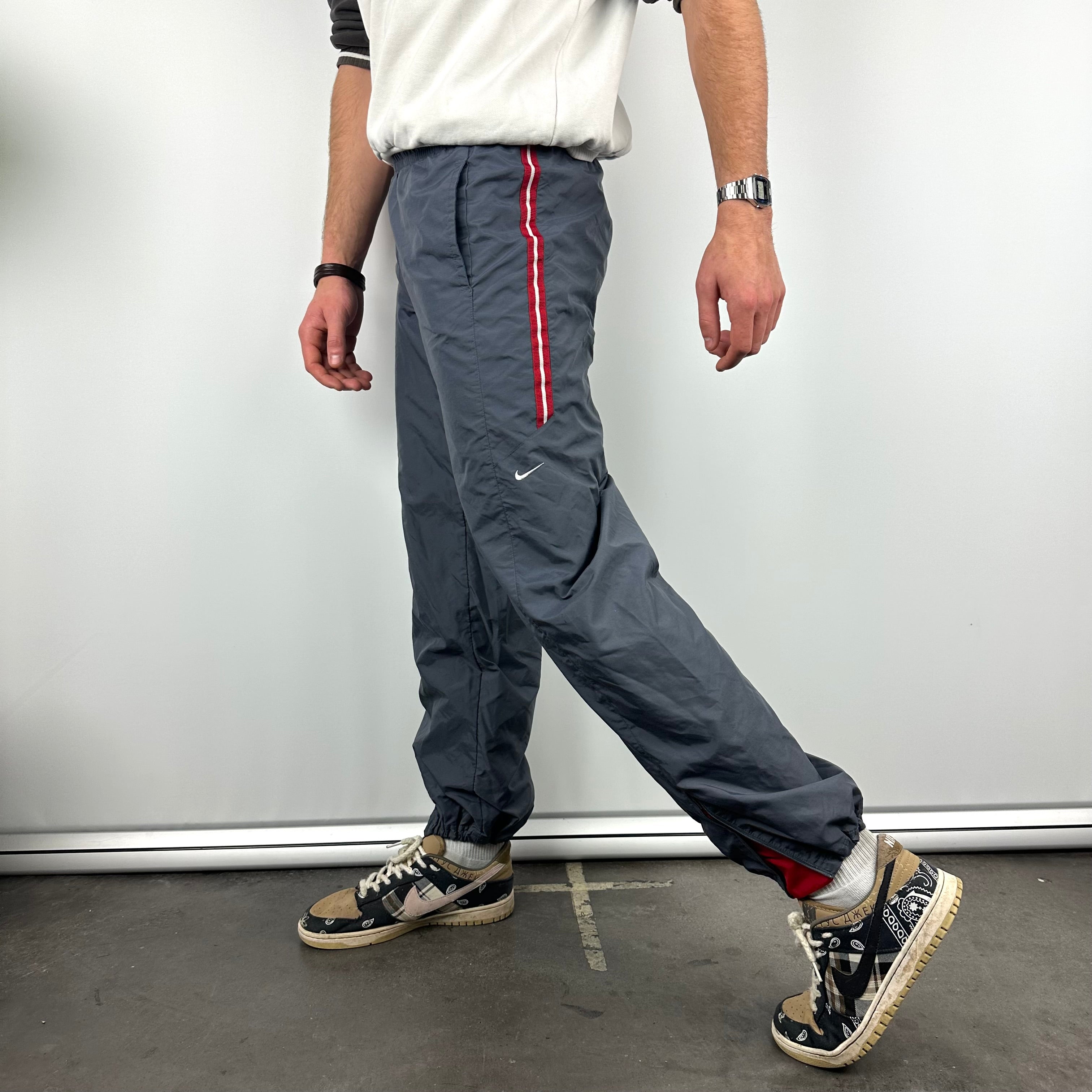 Nike Grey Embroidered Swoosh Track Pants (XL)
