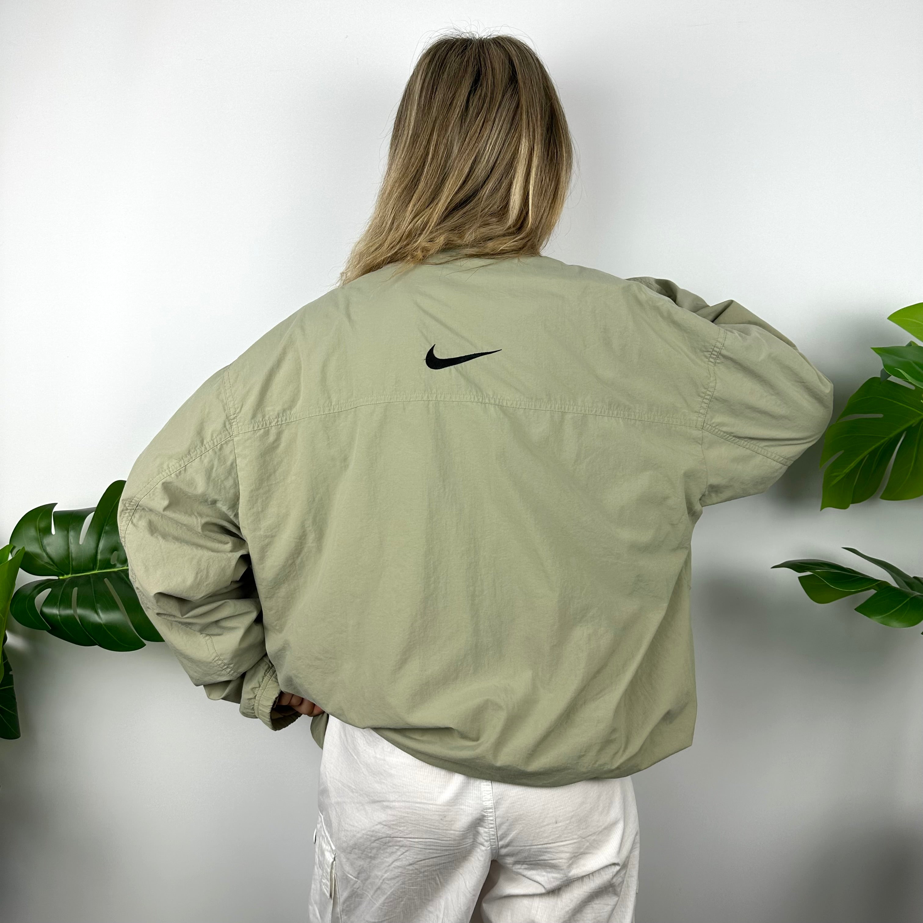 Nike Khaki Green Swoosh Windbreaker Jacket (XL)