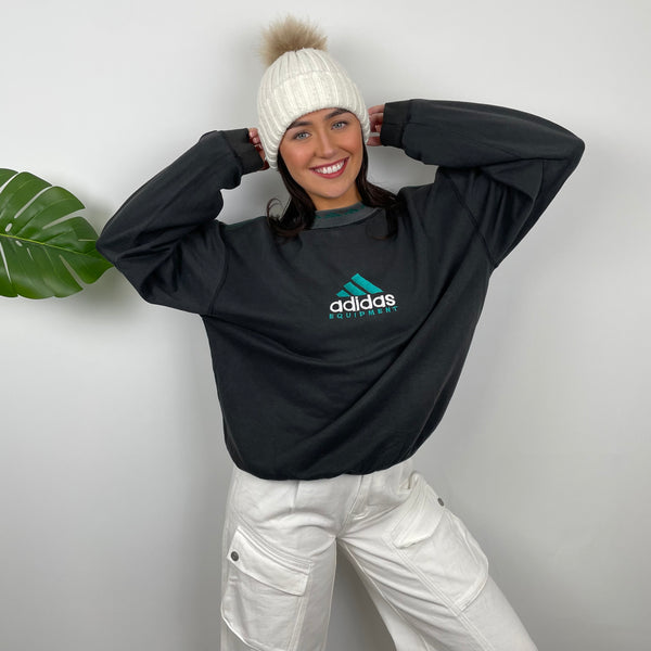 Adidas Equipment Black Embroidered Spell Out Sweatshirt (L)