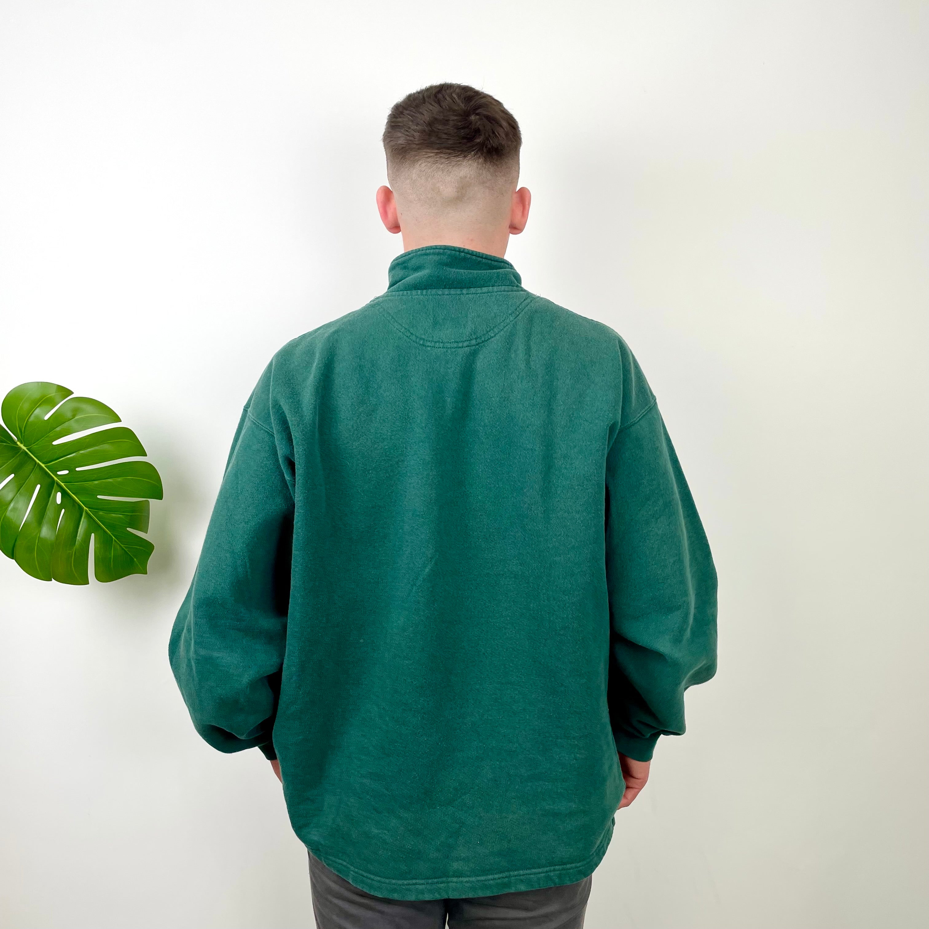 Nike Green Embroidered Spell Out Quarter Zip Sweatshirt (L)