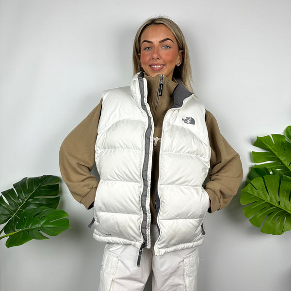 The North Face White Nuptse 700 Puffer Gilet (L)