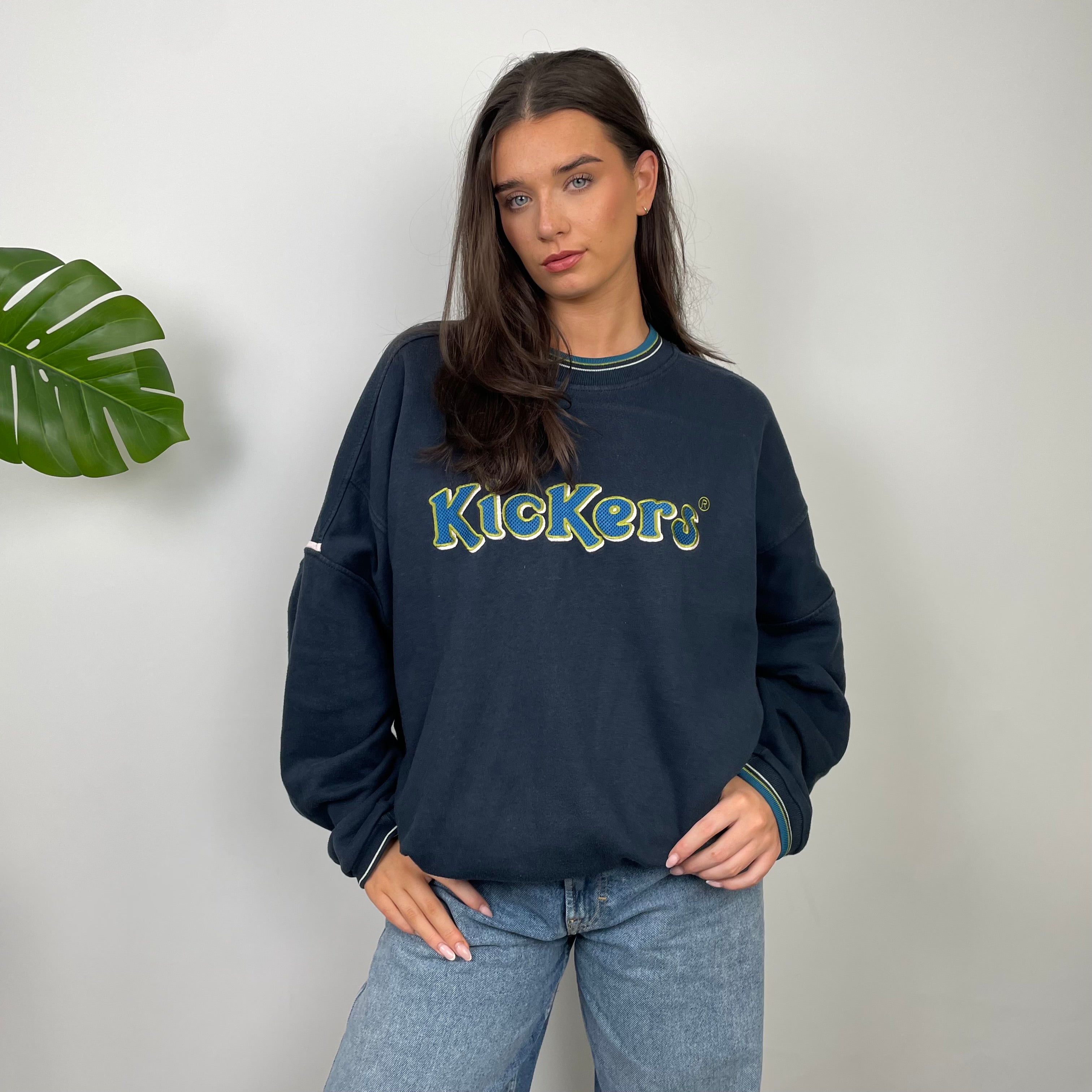 Kickers Navy Embroidered Spell Out Sweatshirt (L)