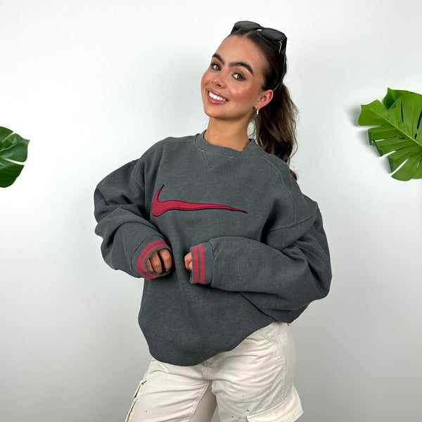 Nike Grey Embroidered Swoosh Sweatshirt (M)