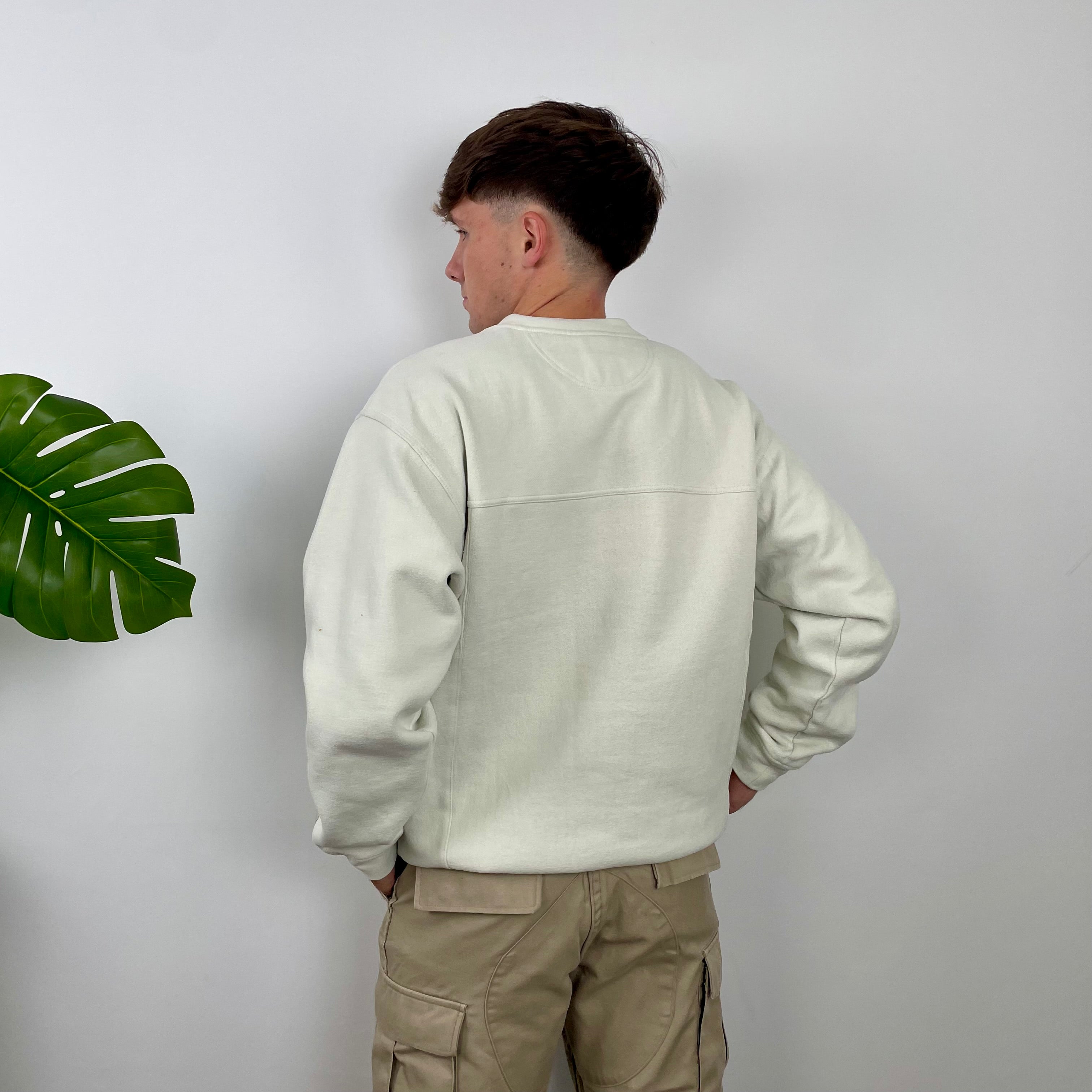 Adidas Cream Embroidered Spell Out Sweatshirt (M)