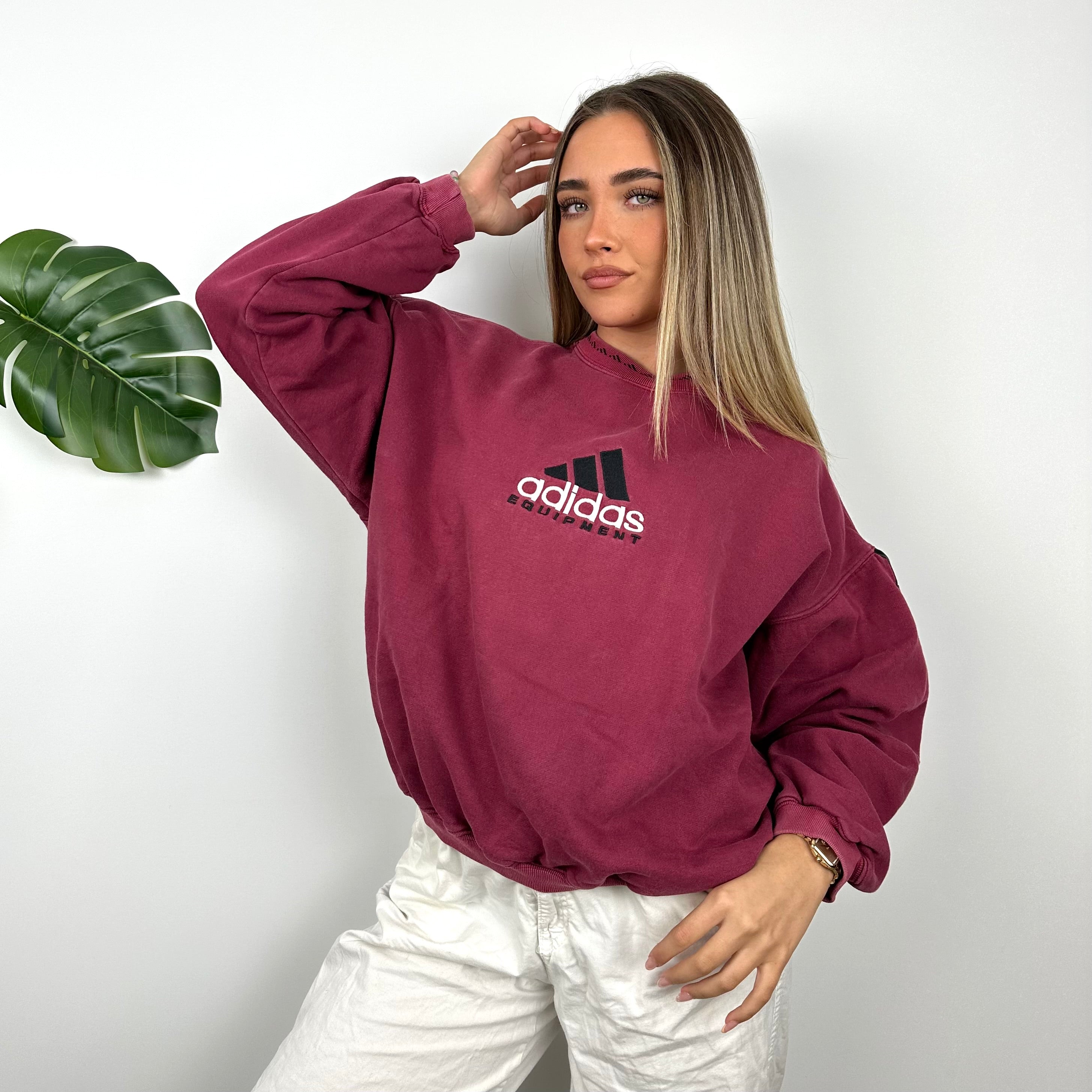 Adidas Equipment RARE Maroon Embroidered Spell Out Sweatshirt (M)