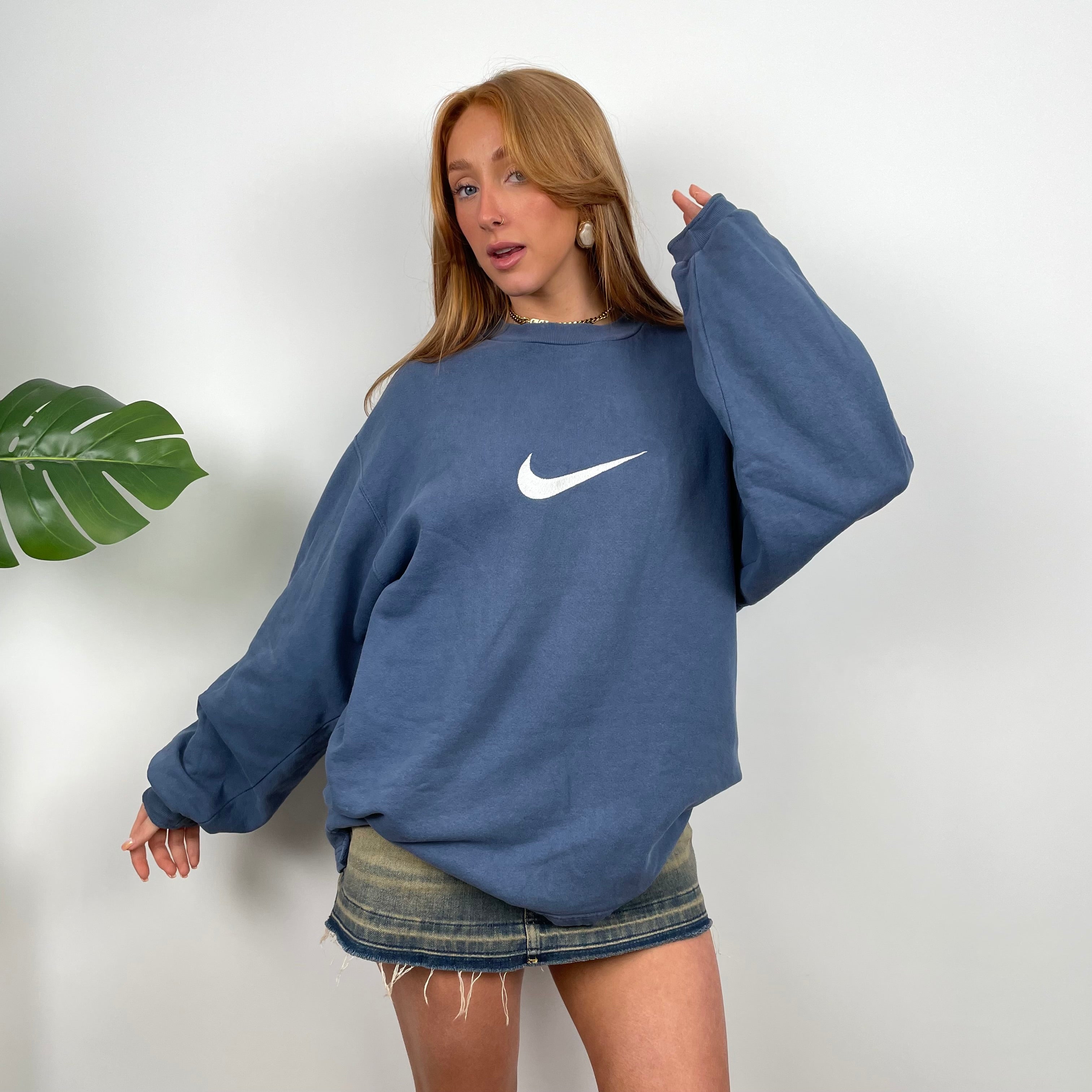 Nike Blue Embroidered Swoosh Sweatshirt (M)