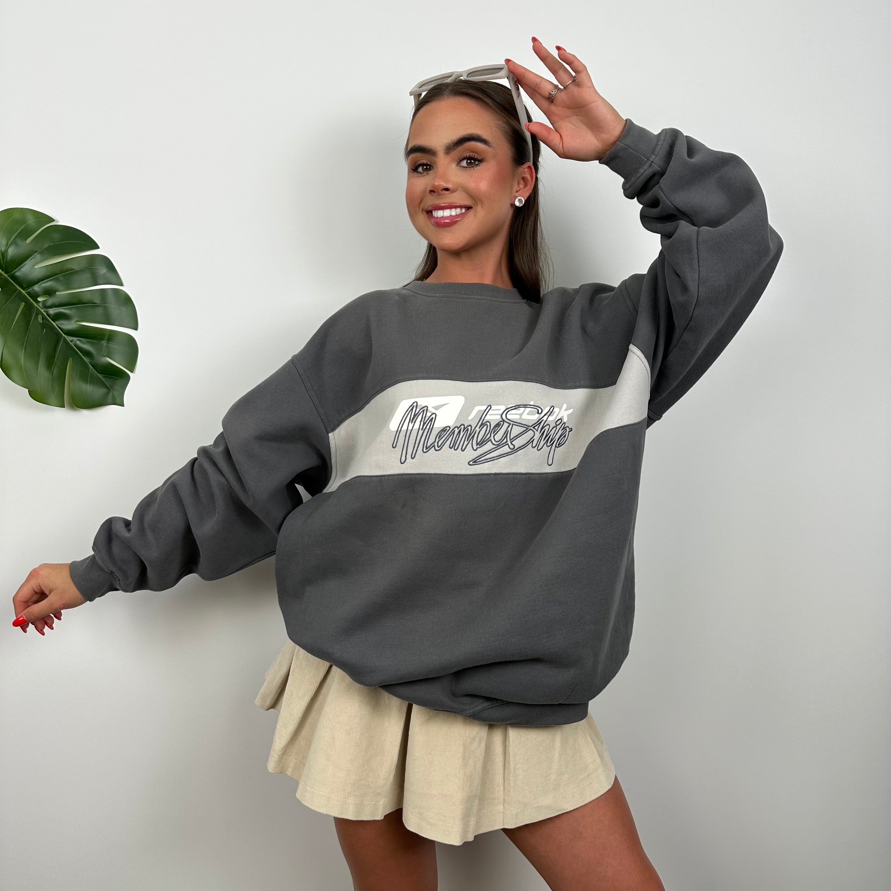 Reebok Grey Embroidered Spell Out Sweatshirt (L)