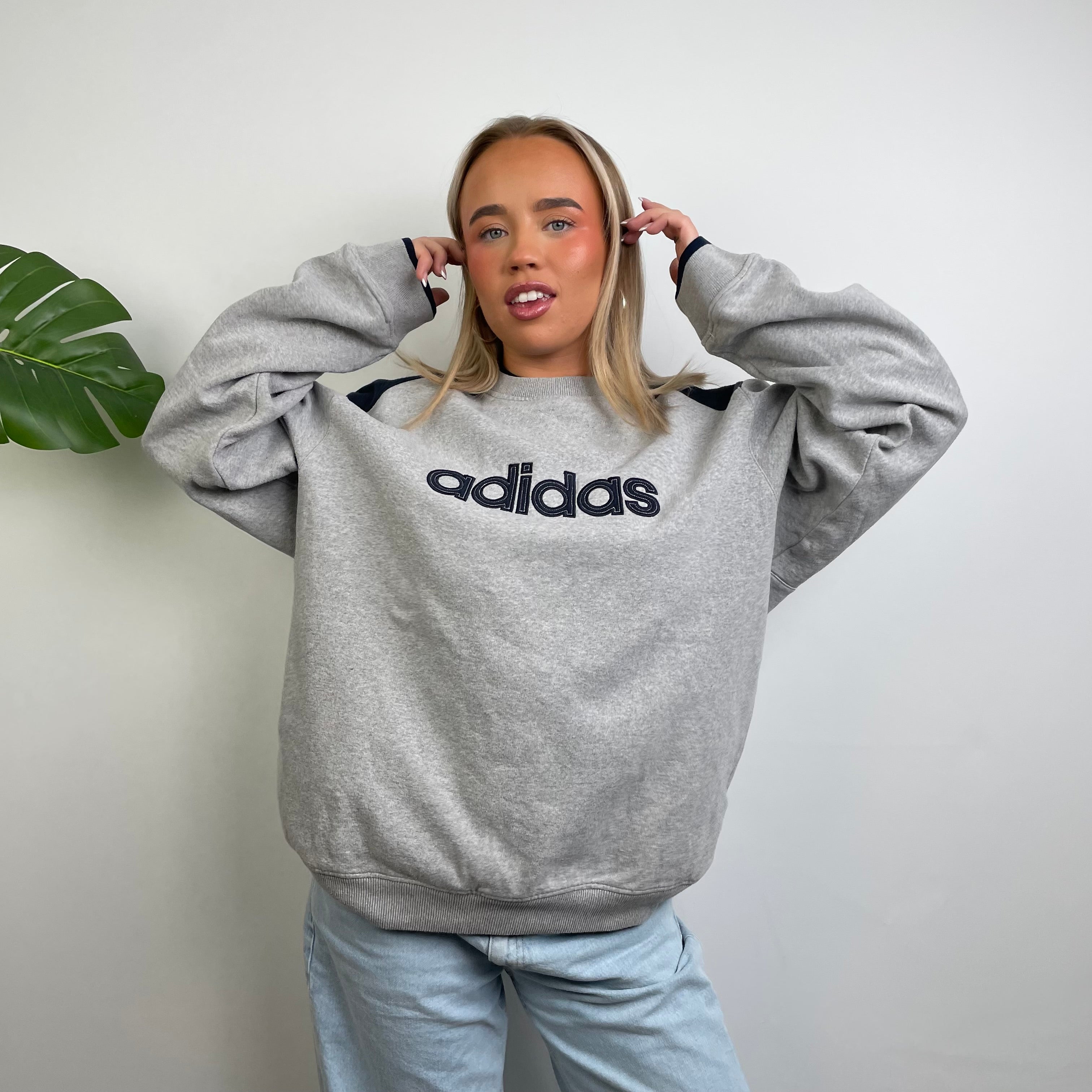 Adidas RARE Grey Embroidered Spell Out Sweatshirt (L)