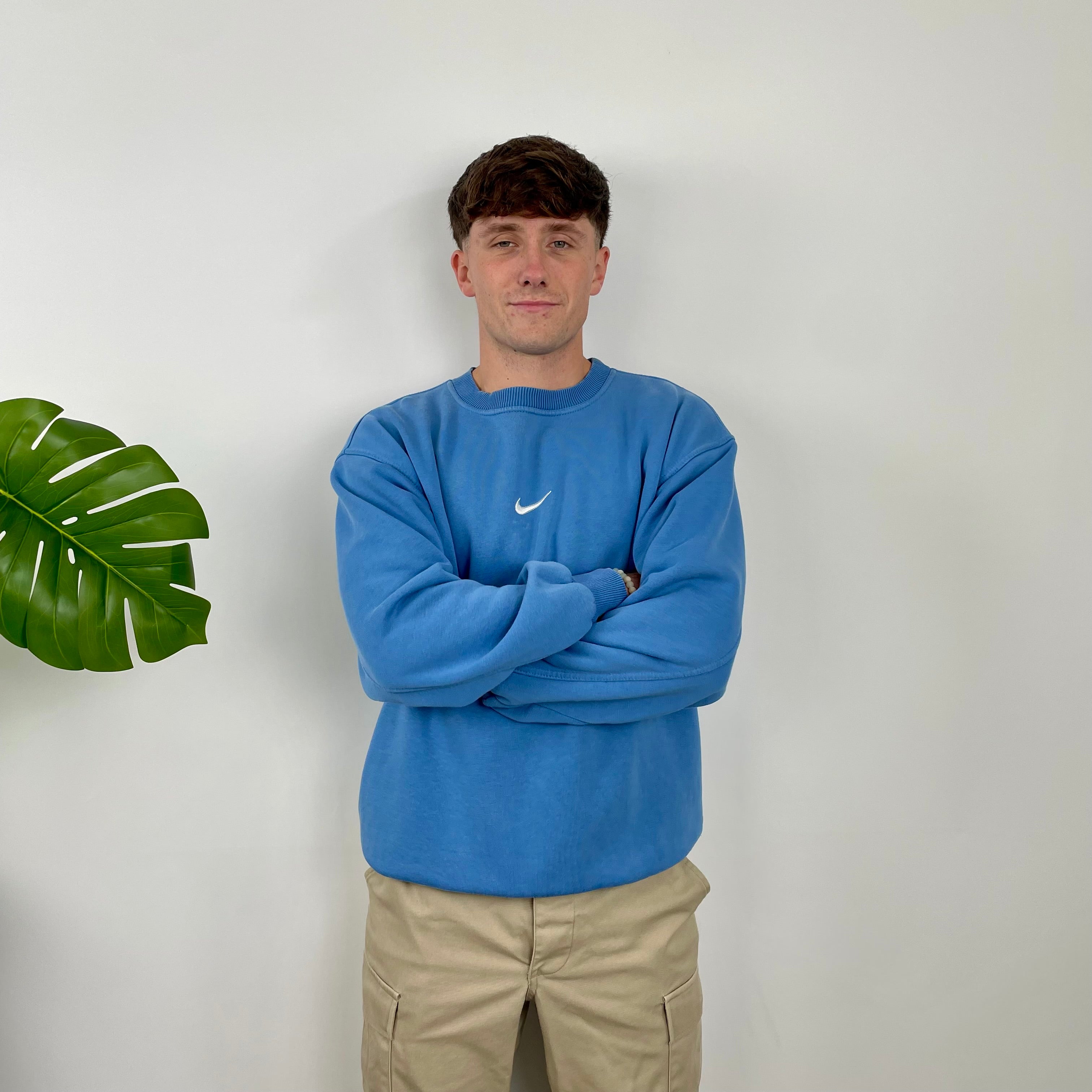Nike Baby Blue Embroidered Swoosh Sweatshirt (L)