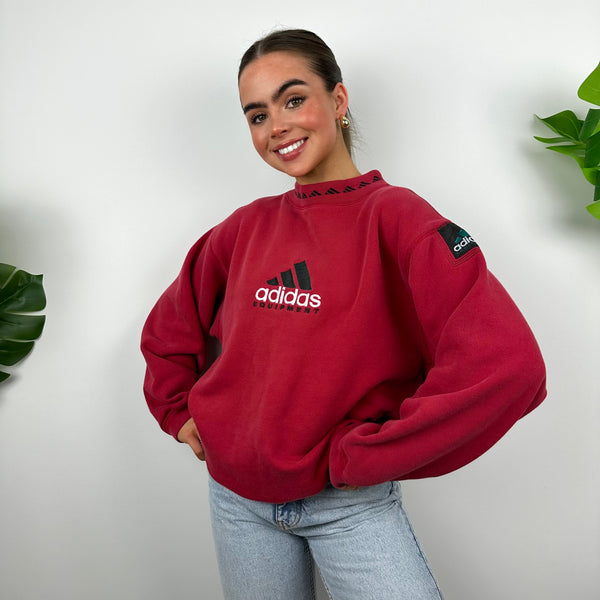 Adidas Equipment RARE Red Embroidered Spell Out Sweatshirt (L)