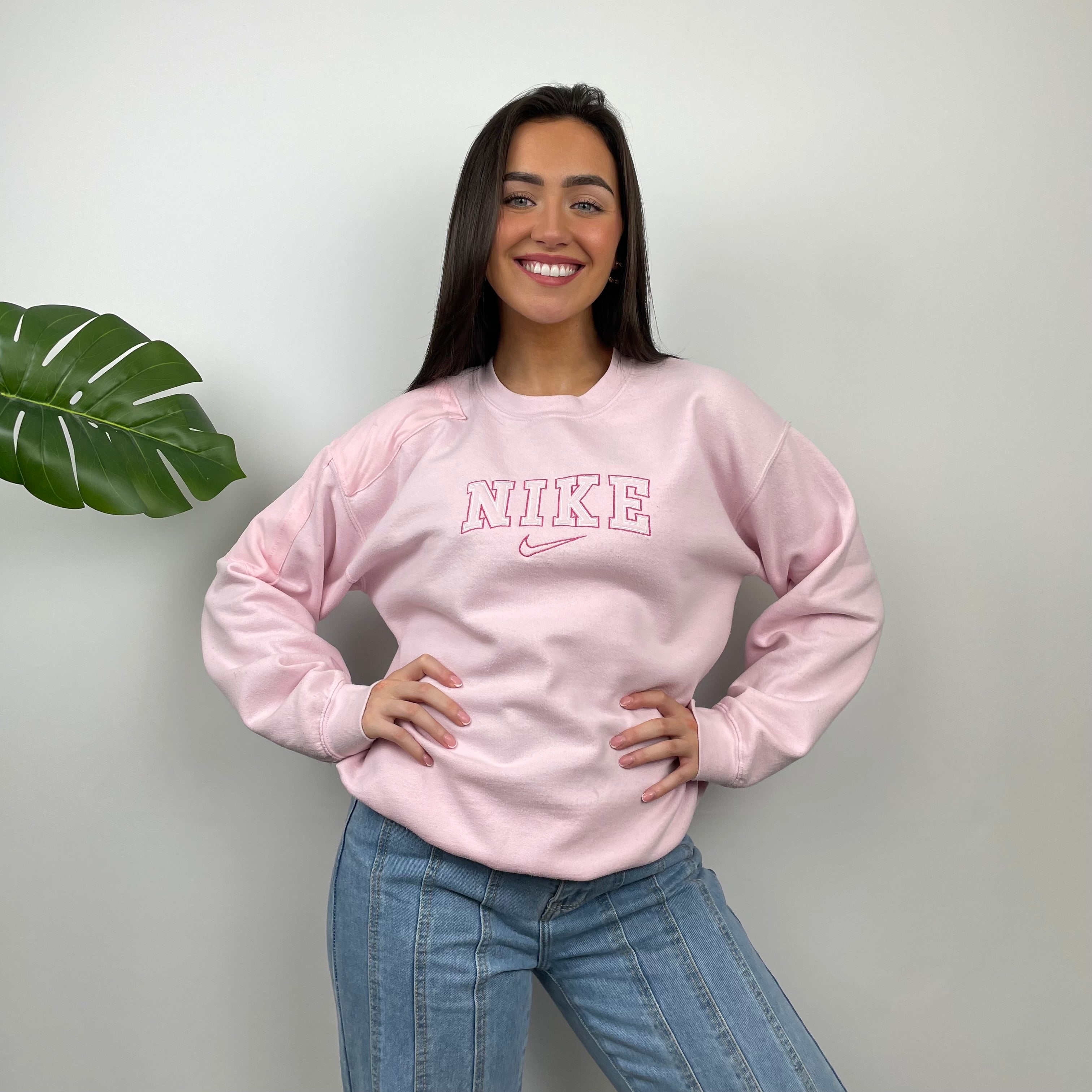 Nike Baby Pink Embroidered Spell Out Sweatshirt (M)