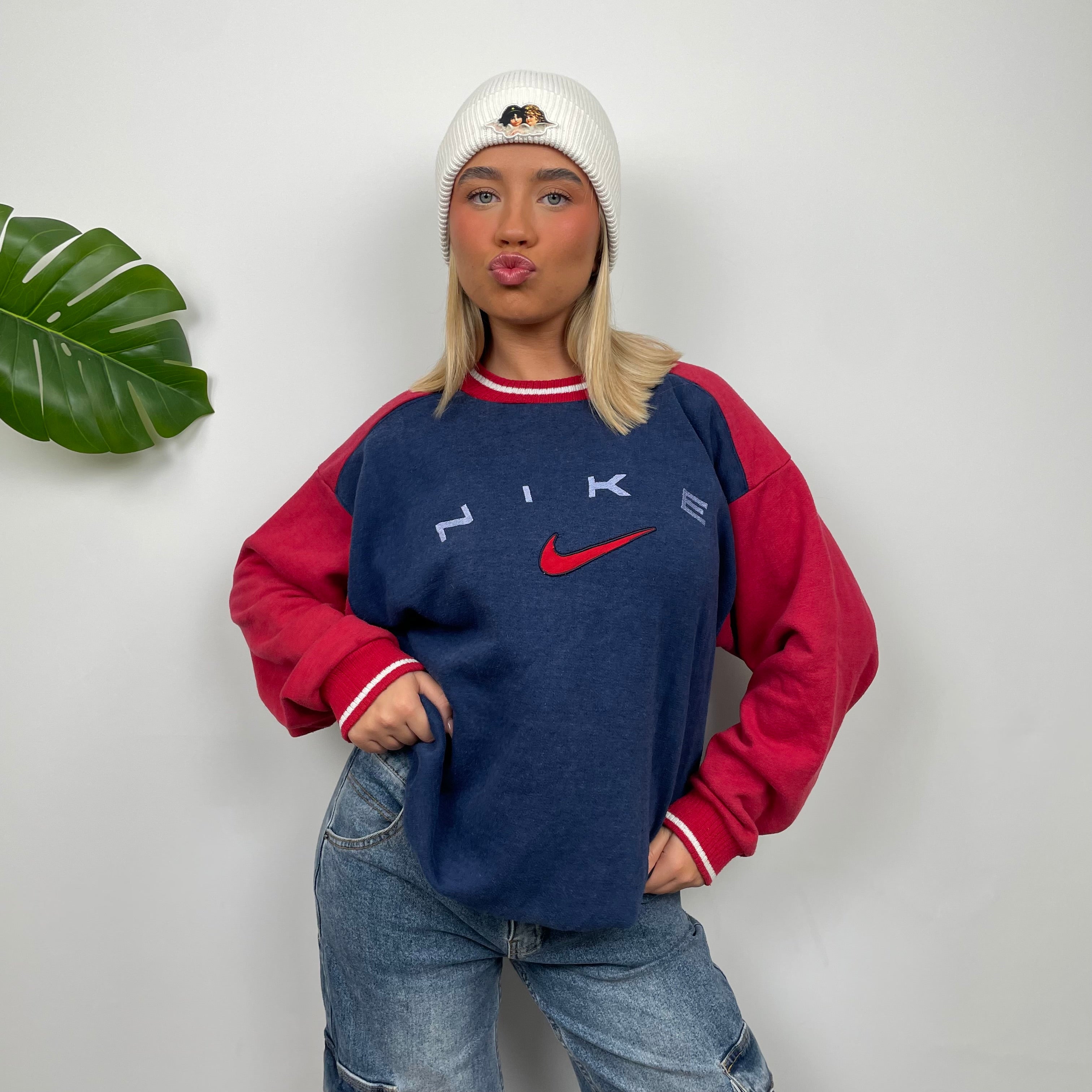 Nike Navy Embroidered Spell Out Sweatshirt (L)