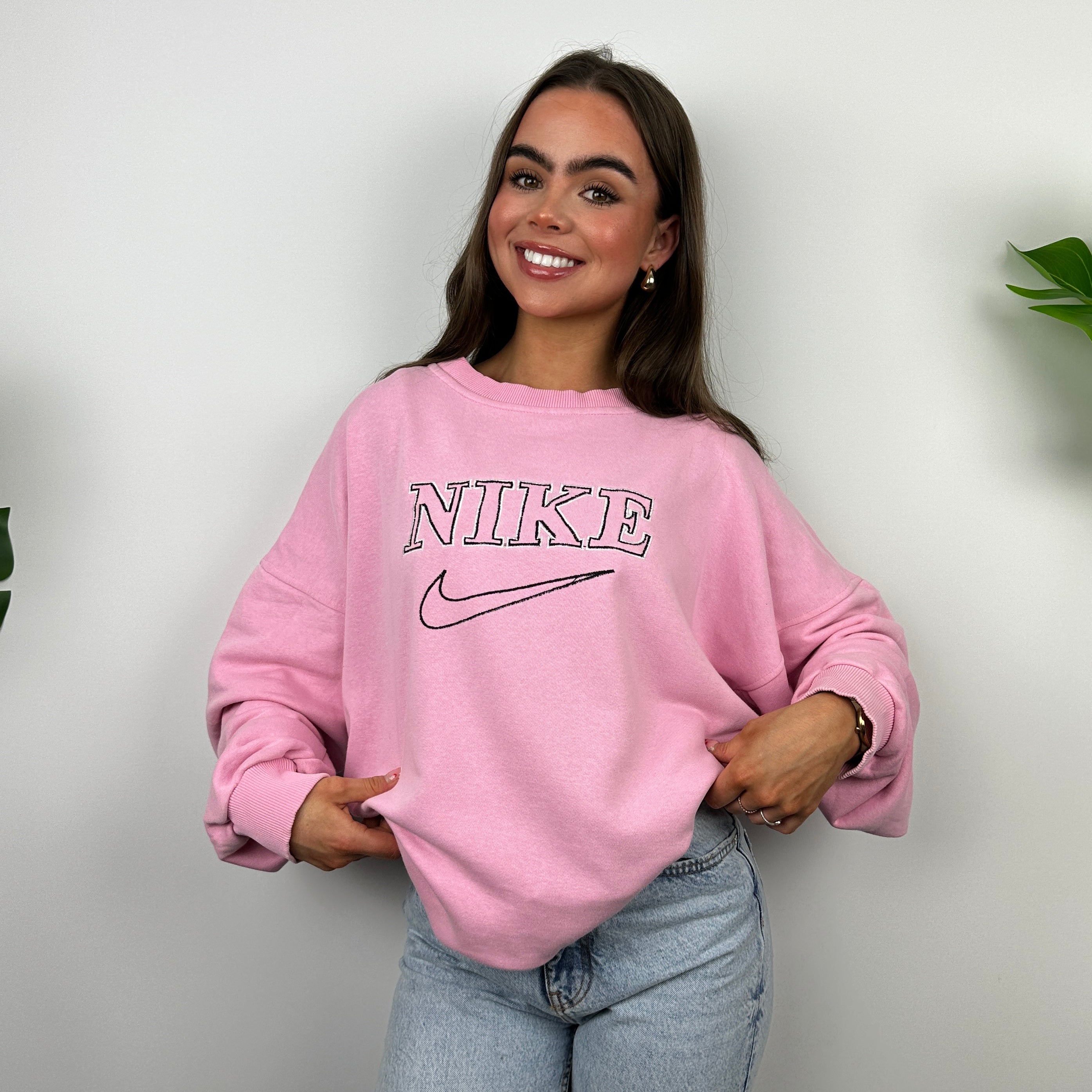 Nike Baby Pink Embroidered Spell Out Sweatshirt (L)