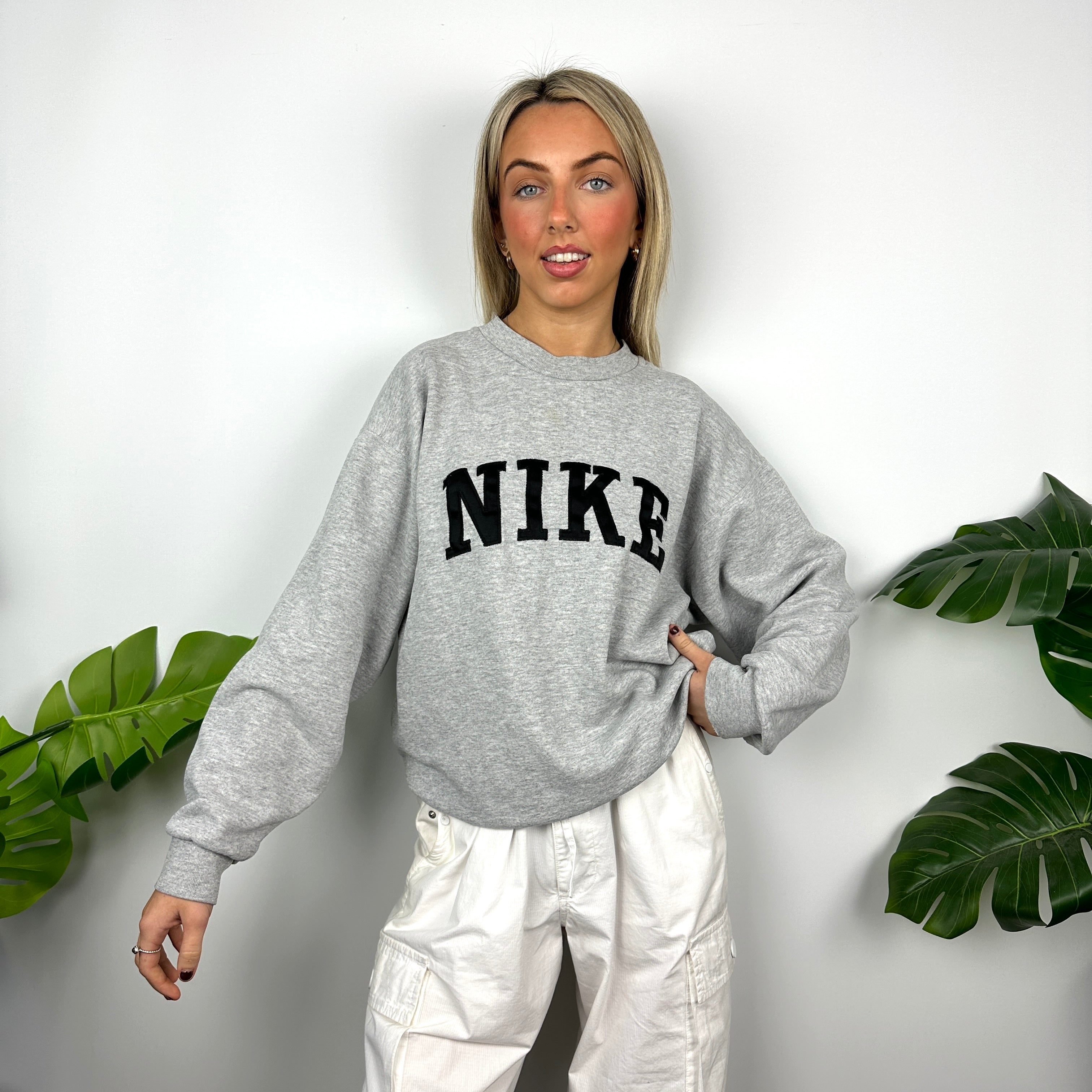 Nike Grey Embroidered Spell Out Sweatshirt (M)