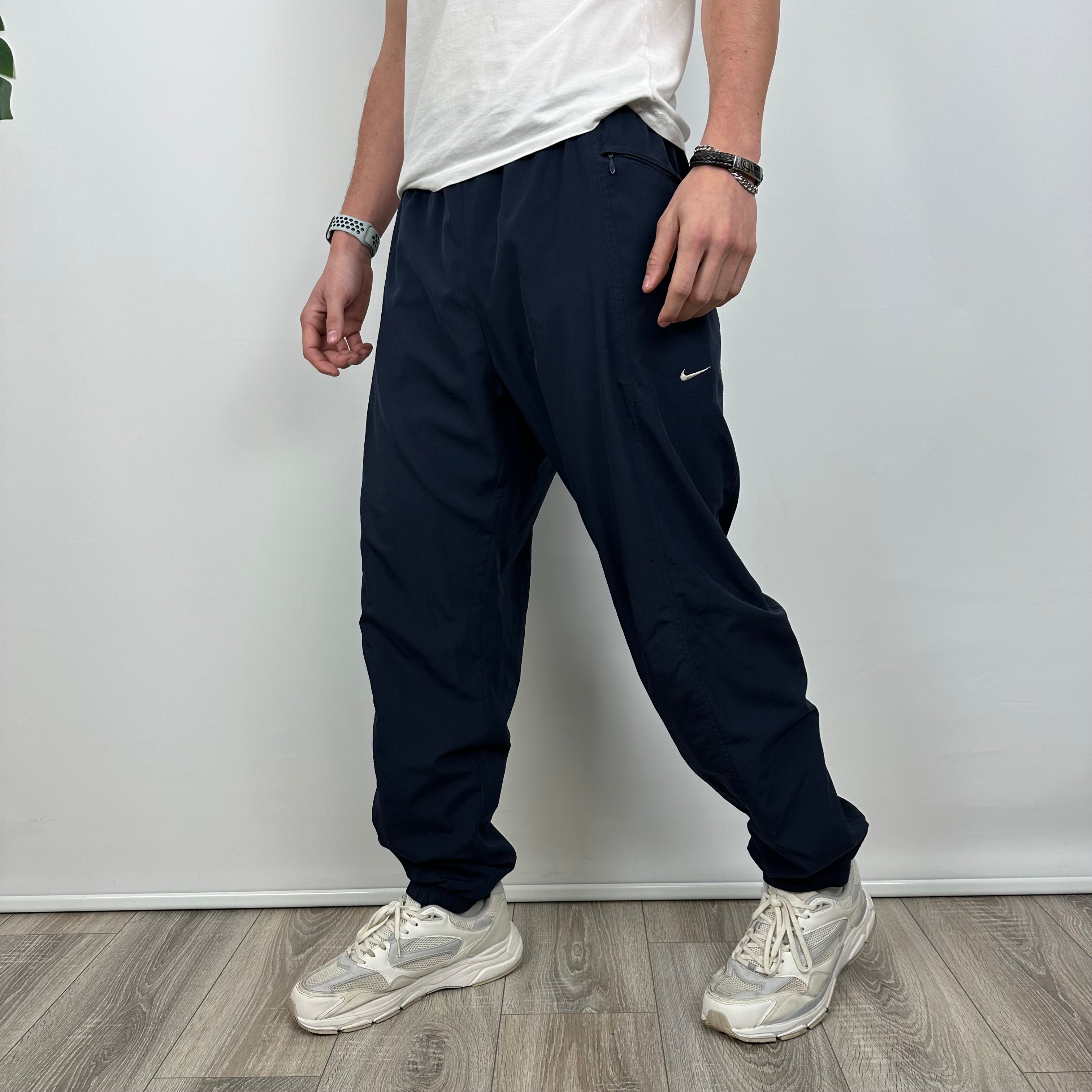 Nike Navy Embroidered Swoosh Track Pants (M)