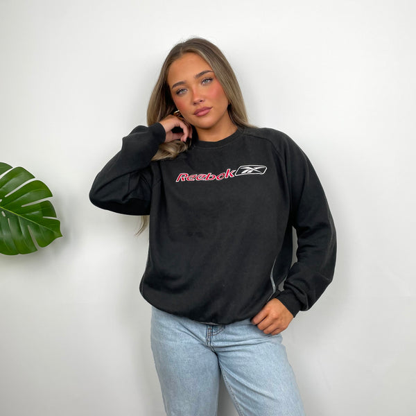 Reebok Black Embroidered Spell Out Sweatshirt (S)