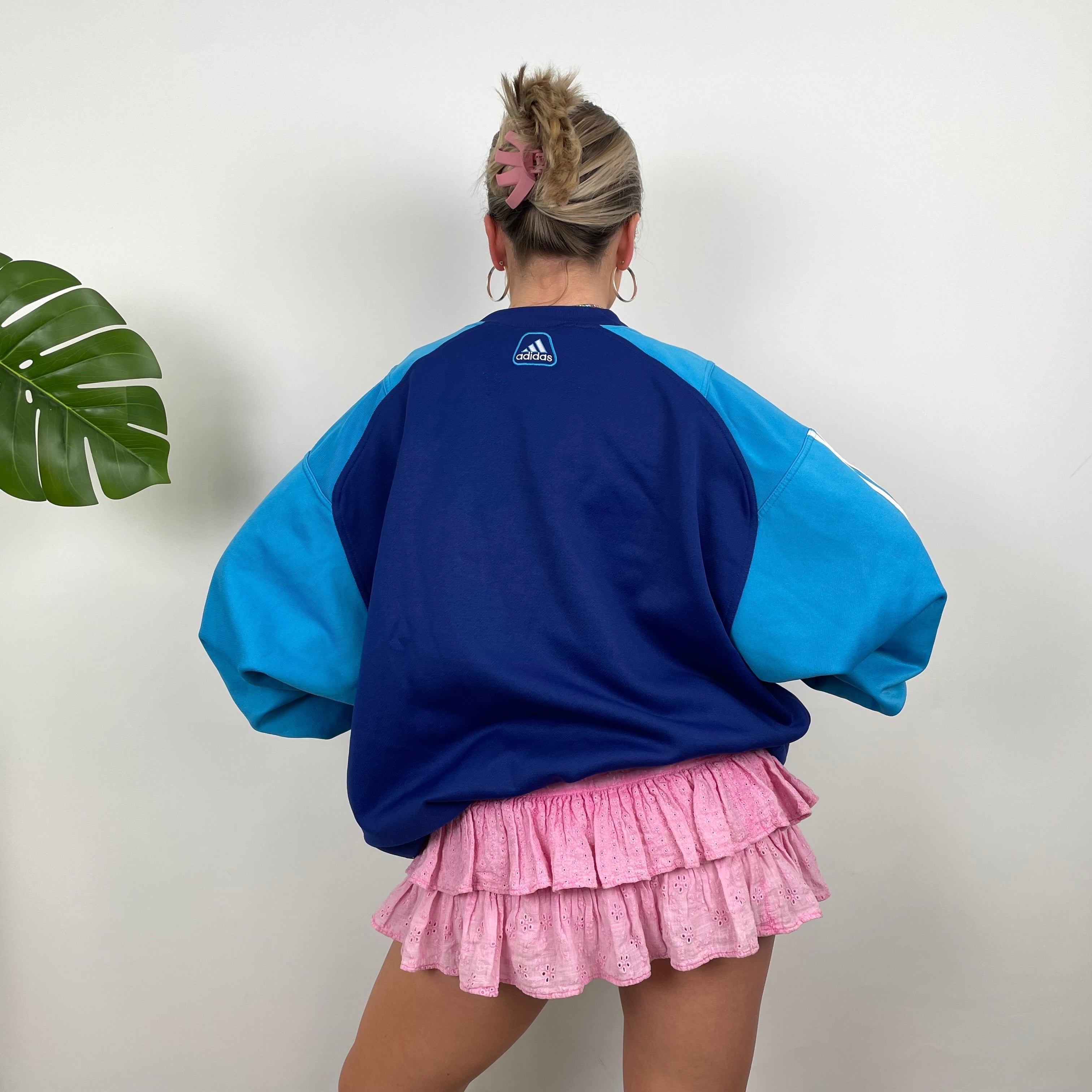 Adidas Navy Embroidered Spell Out Sweatshirt (L)