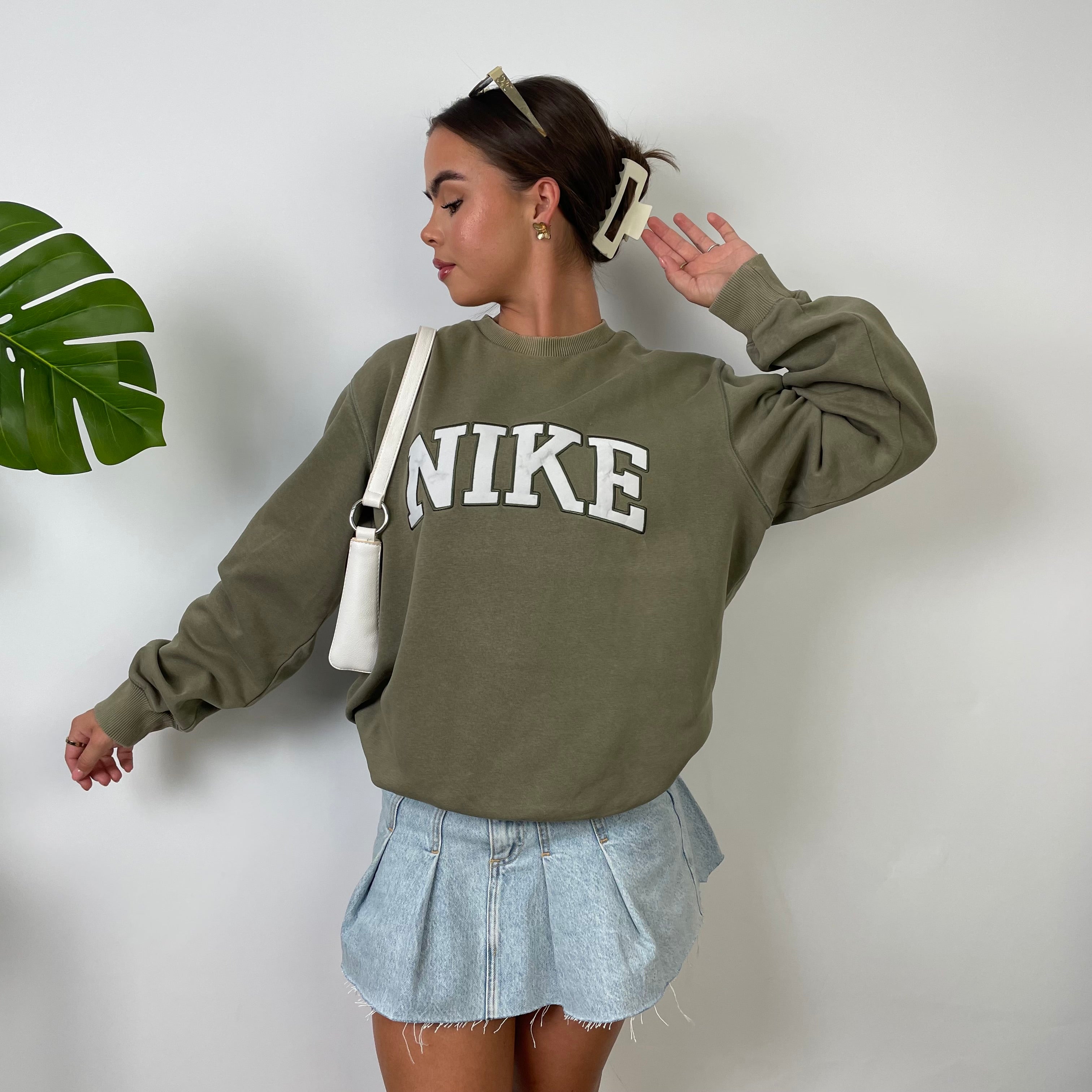 Nike Green Embroidered Spell Out Sweatshirt (M)