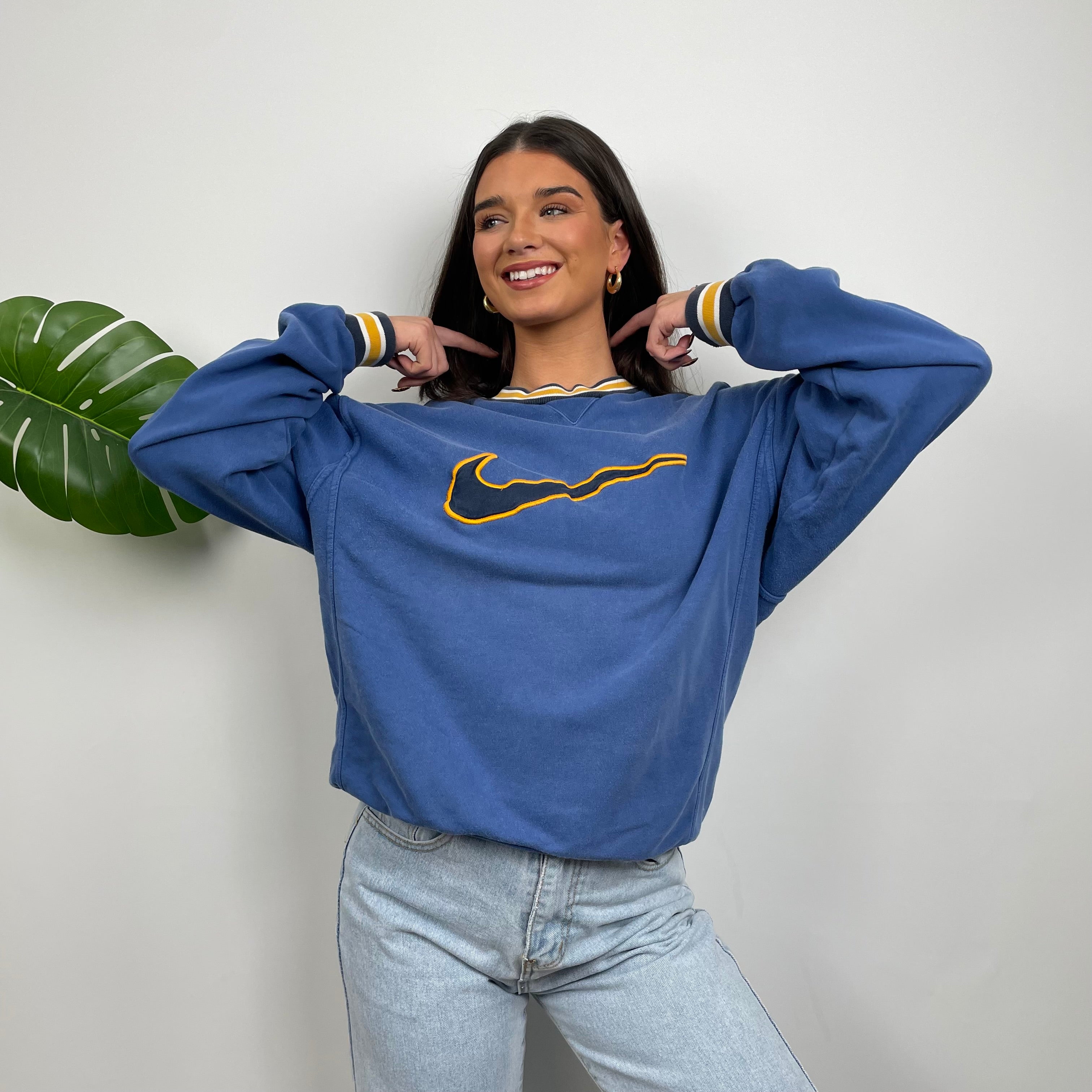 Nike RARE Blue Embroidered Swoosh Sweatshirt (M)