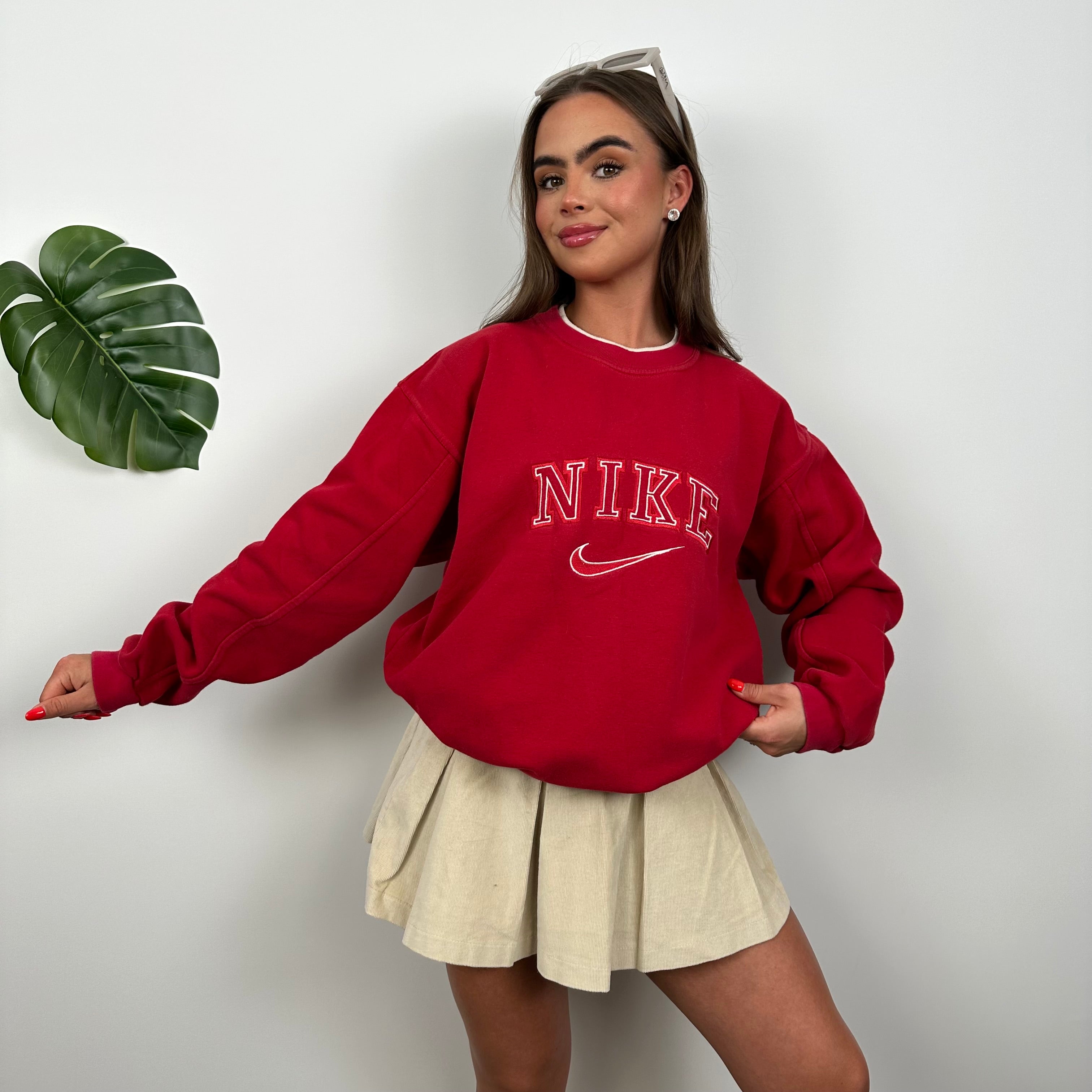 Nike Red Embroidered Spell Out Sweatshirt (M)