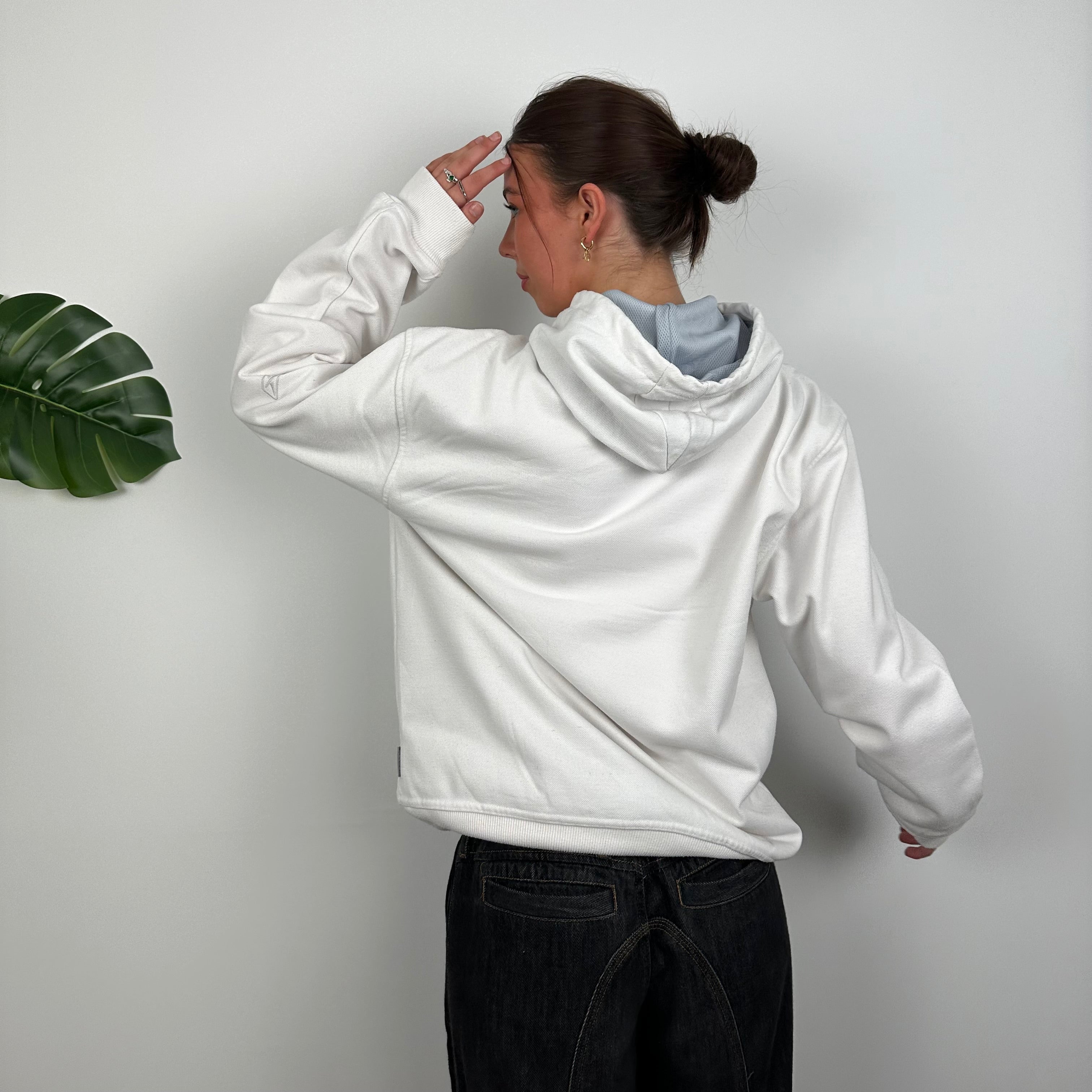 Reebok White Embroidered Spell Out Hoodie (M)