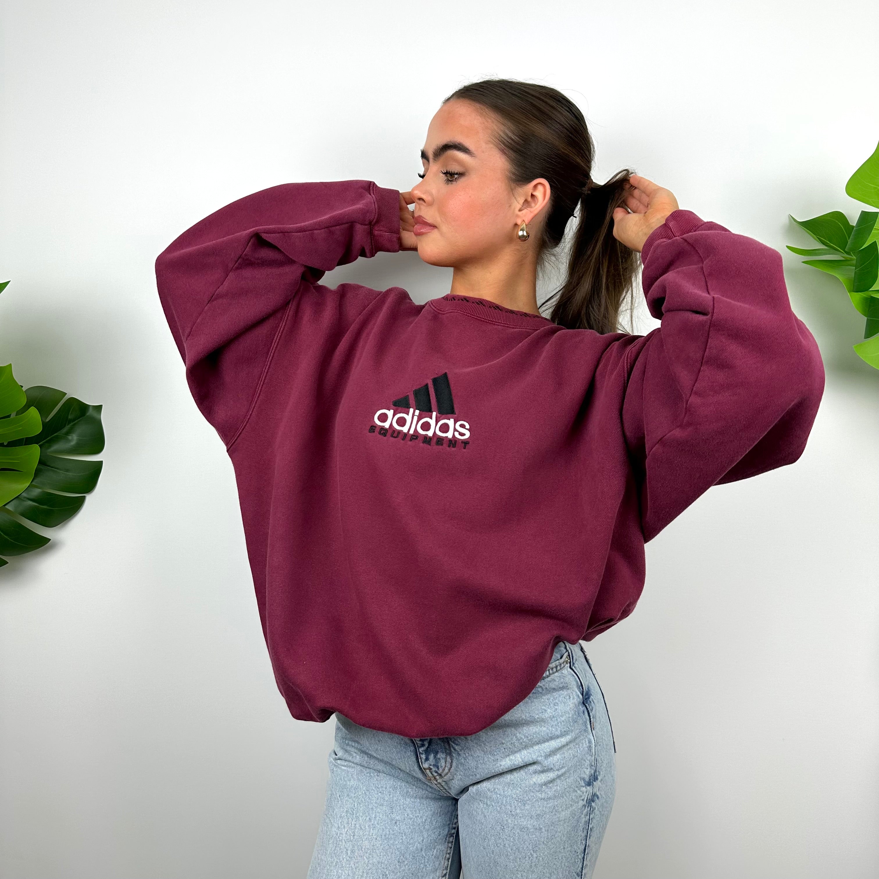 Adidas Equipment Maroon Embroidered Spell Out Sweatshirt (L)