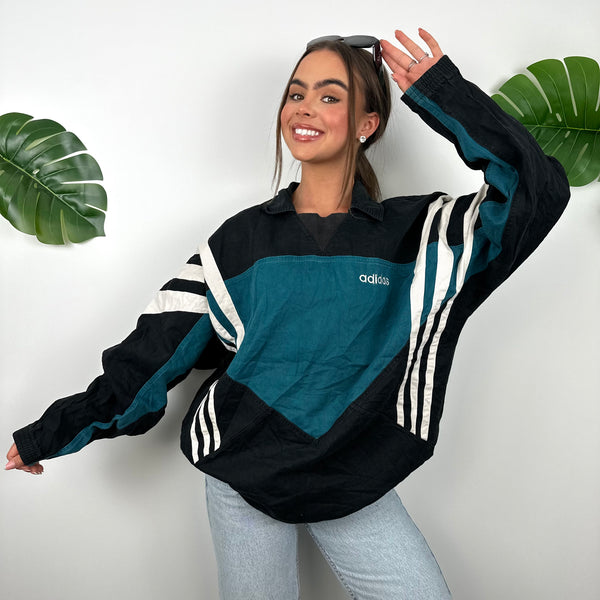 Adidas Colour Block Embroidered Spell Out Sweatshirt (M)