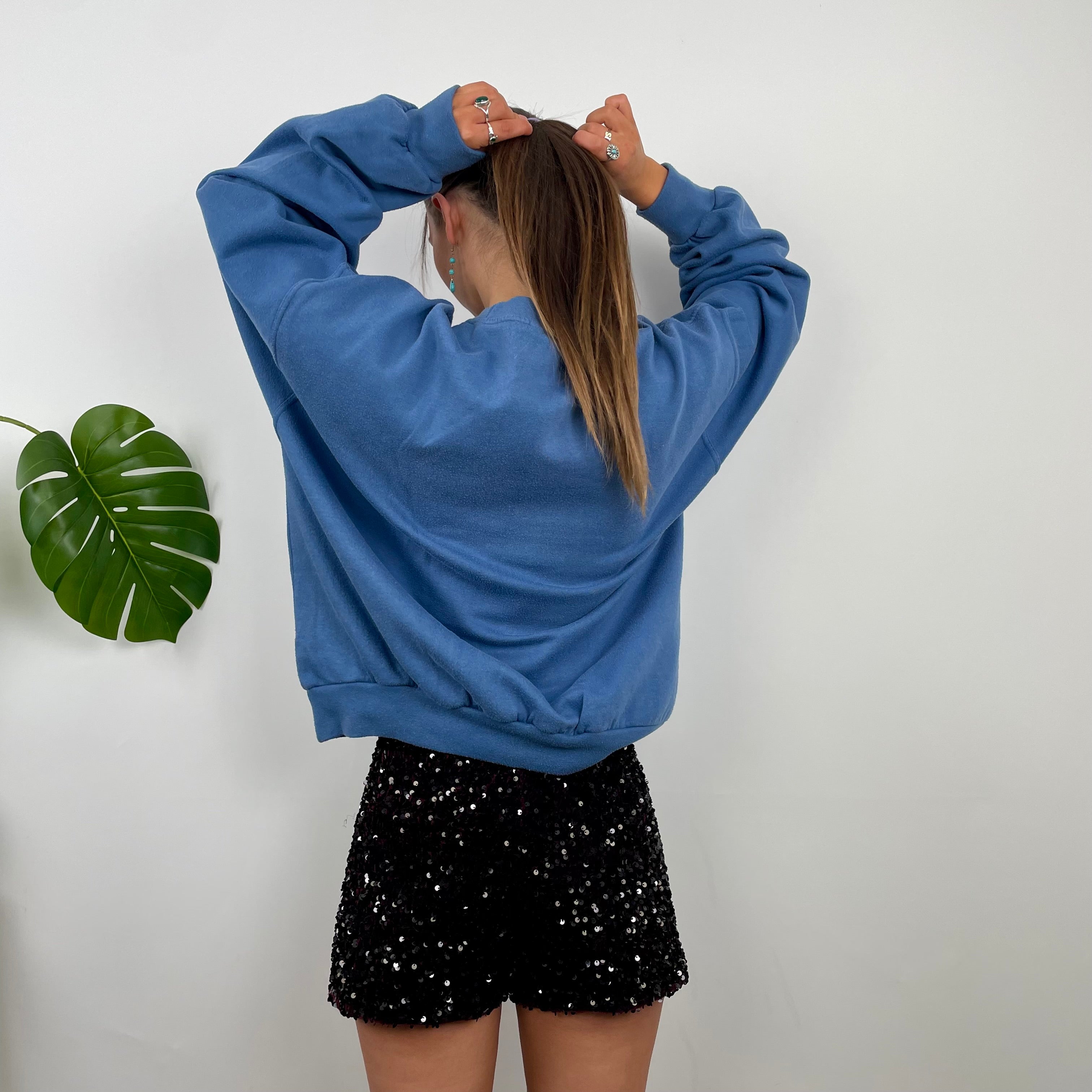 Reebok RARE Blue Embroidered Spell Out Sweatshirt (L)