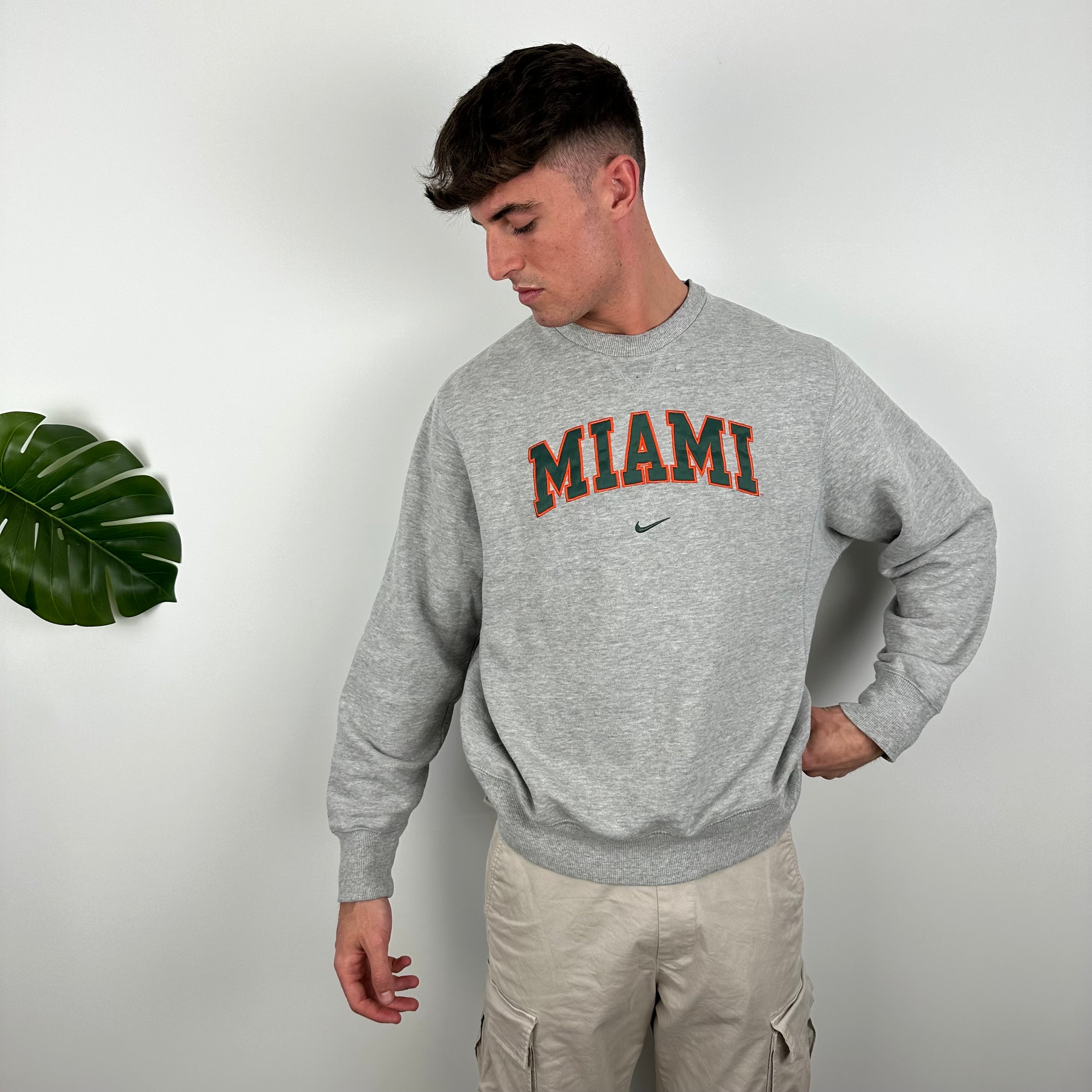 Nike X Miami Grey Embroidered Spell Out Sweatshirt (M)