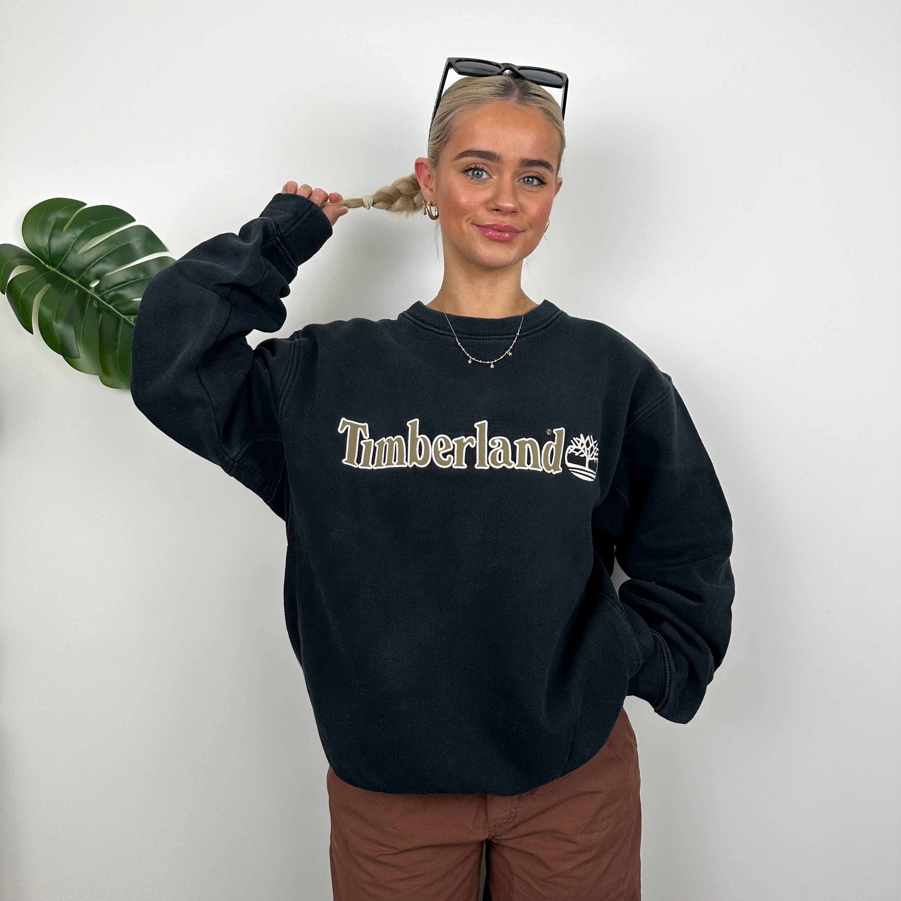 Timberland Black Embroidered Spell Out Sweatshirt (M)