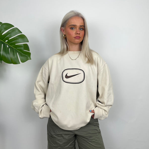 Nike Cream Embroidered Swoosh Sweatshirt (L)