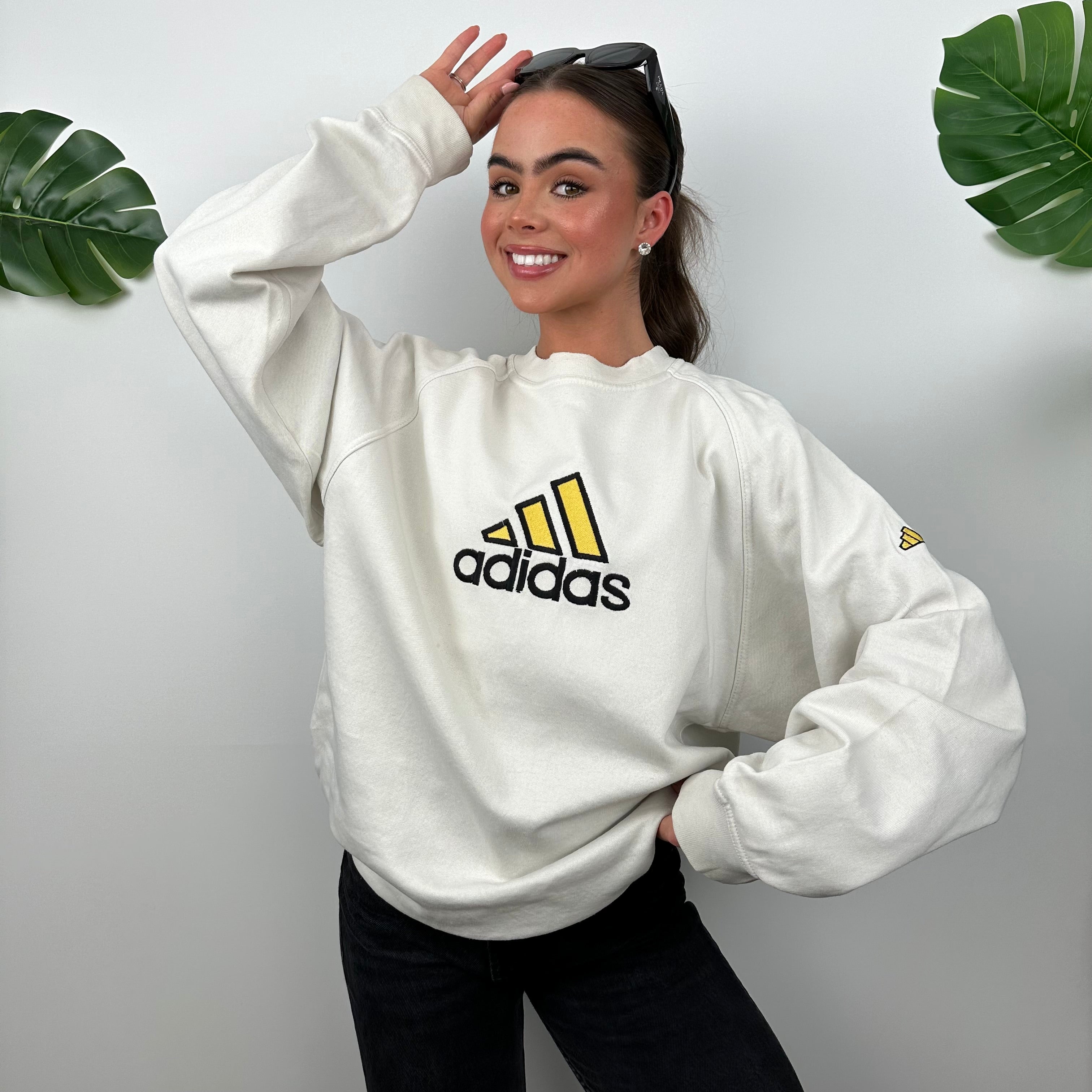 Adidas RARE White Embroidered Spell Out Sweatshirt (M)