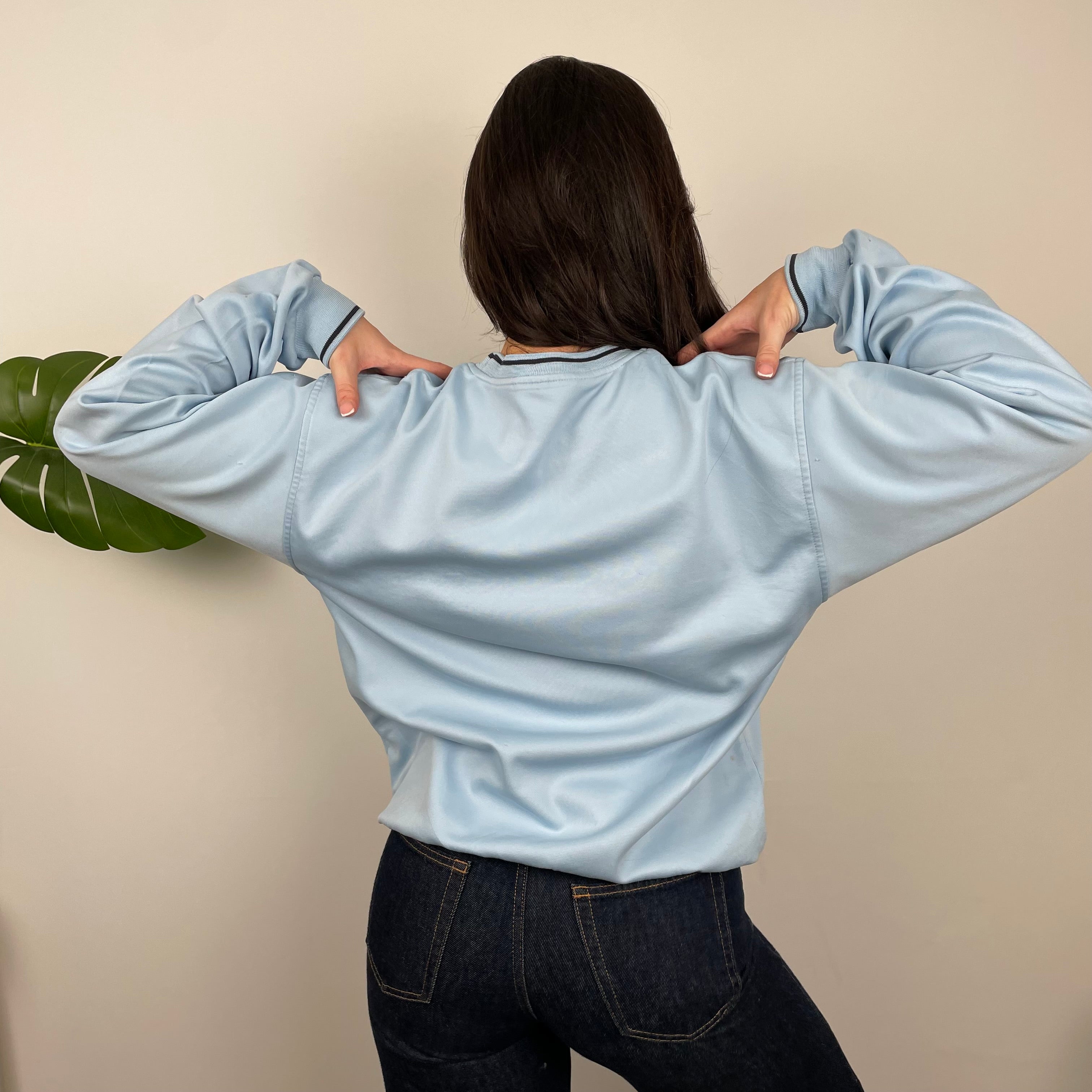 Sergio Tacchini Baby Blue Embroidered Spell Out Sweatshirt (M)