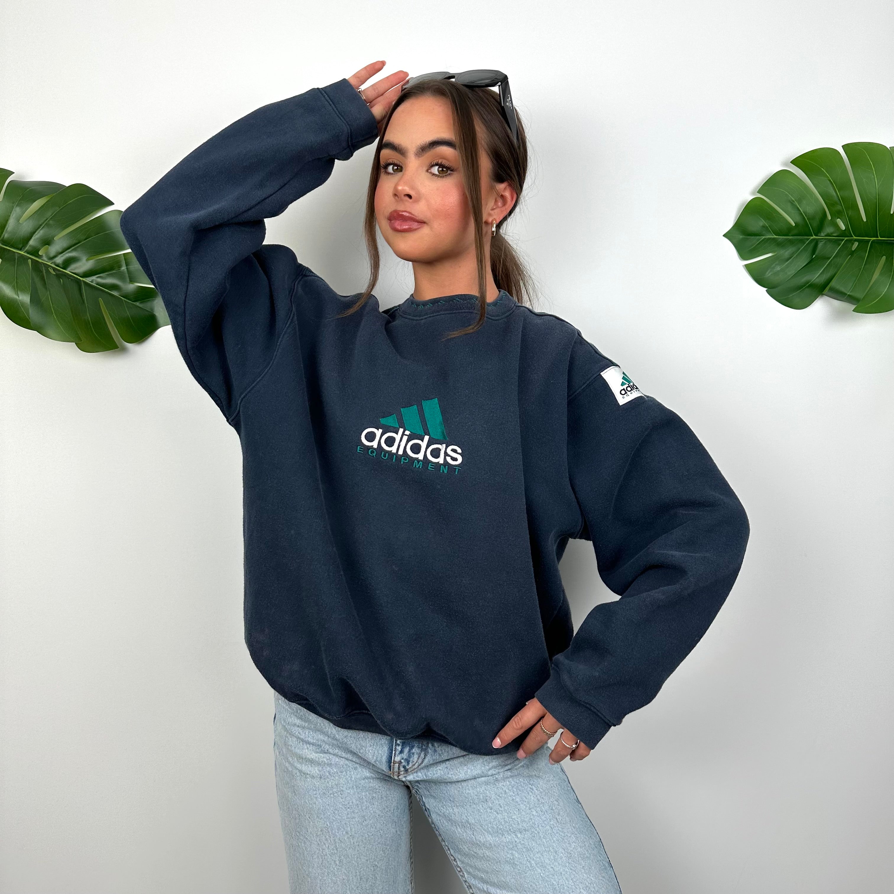 Adidas Equipment Navy Embroidered Spell Out Sweatshirt (S)