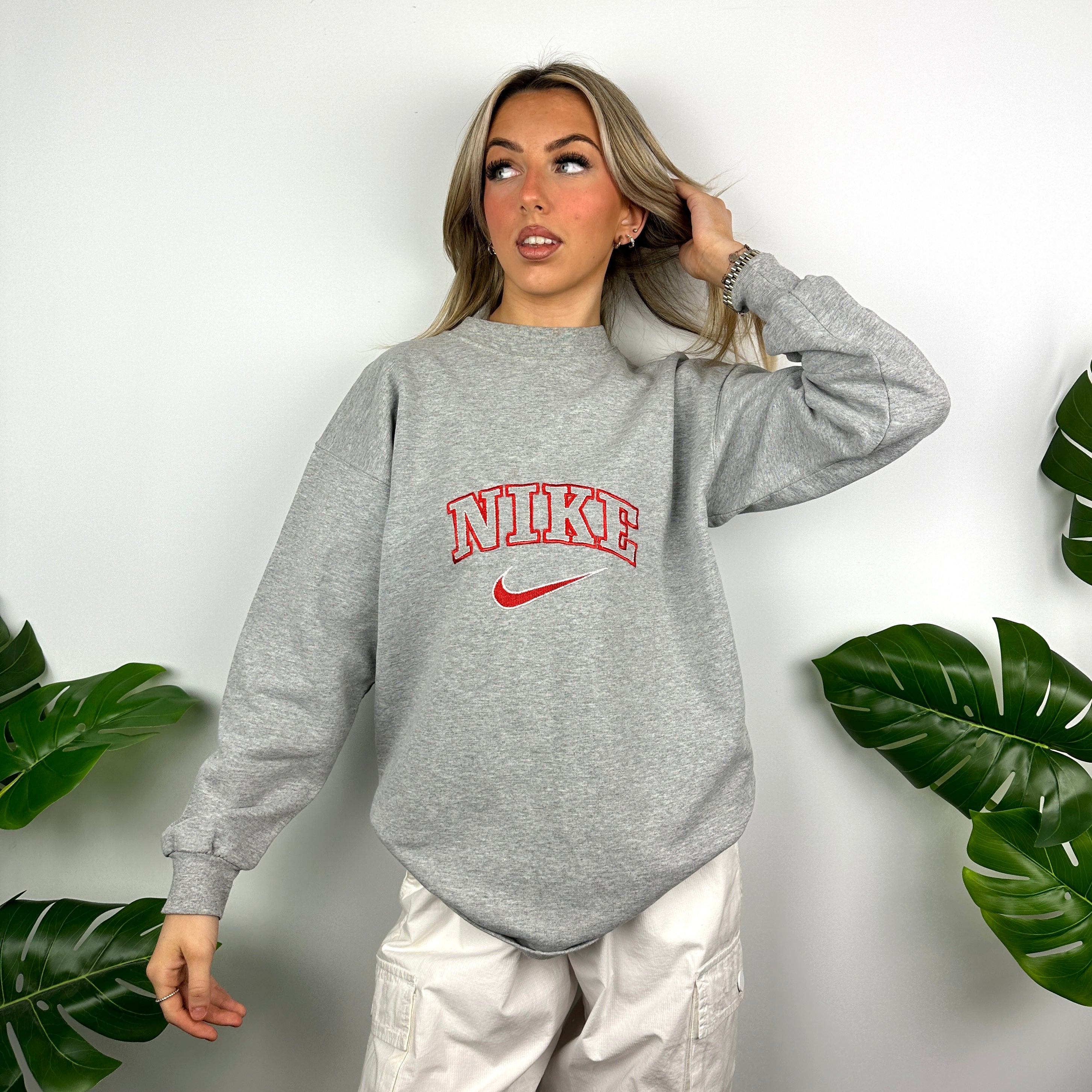 Nike Grey Embroidered Spell Out Sweatshirt (M)