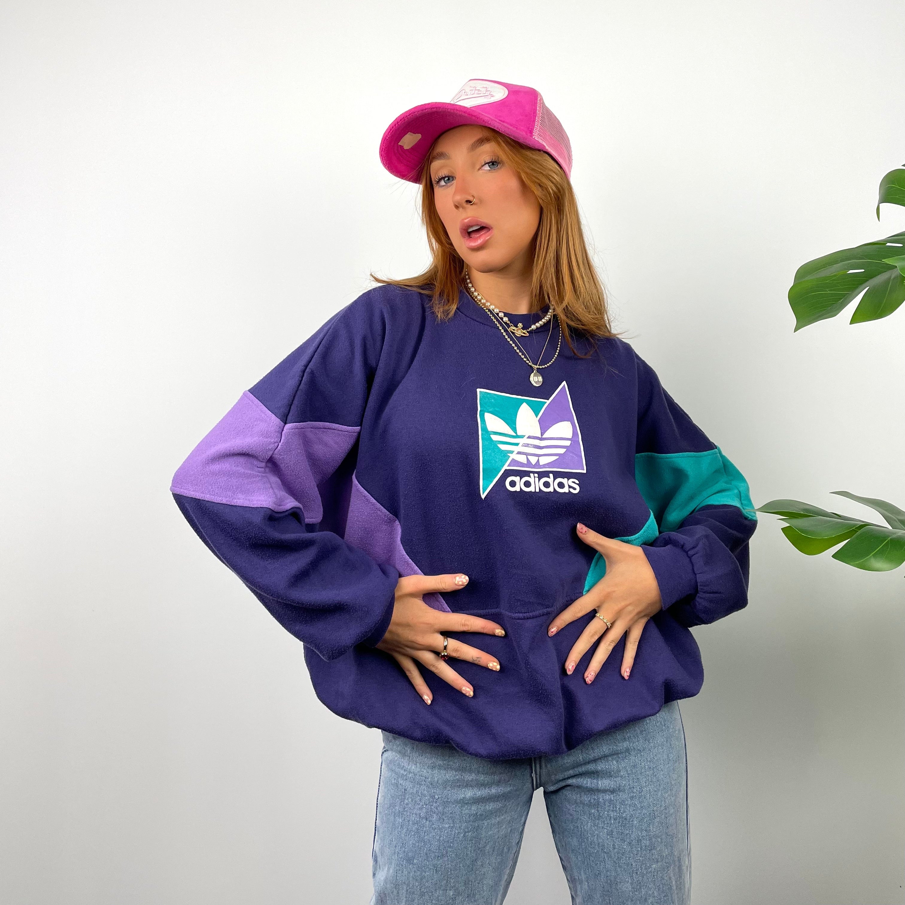 Adidas RARE Purple Colour Block Spell Out Sweatshirt (M)