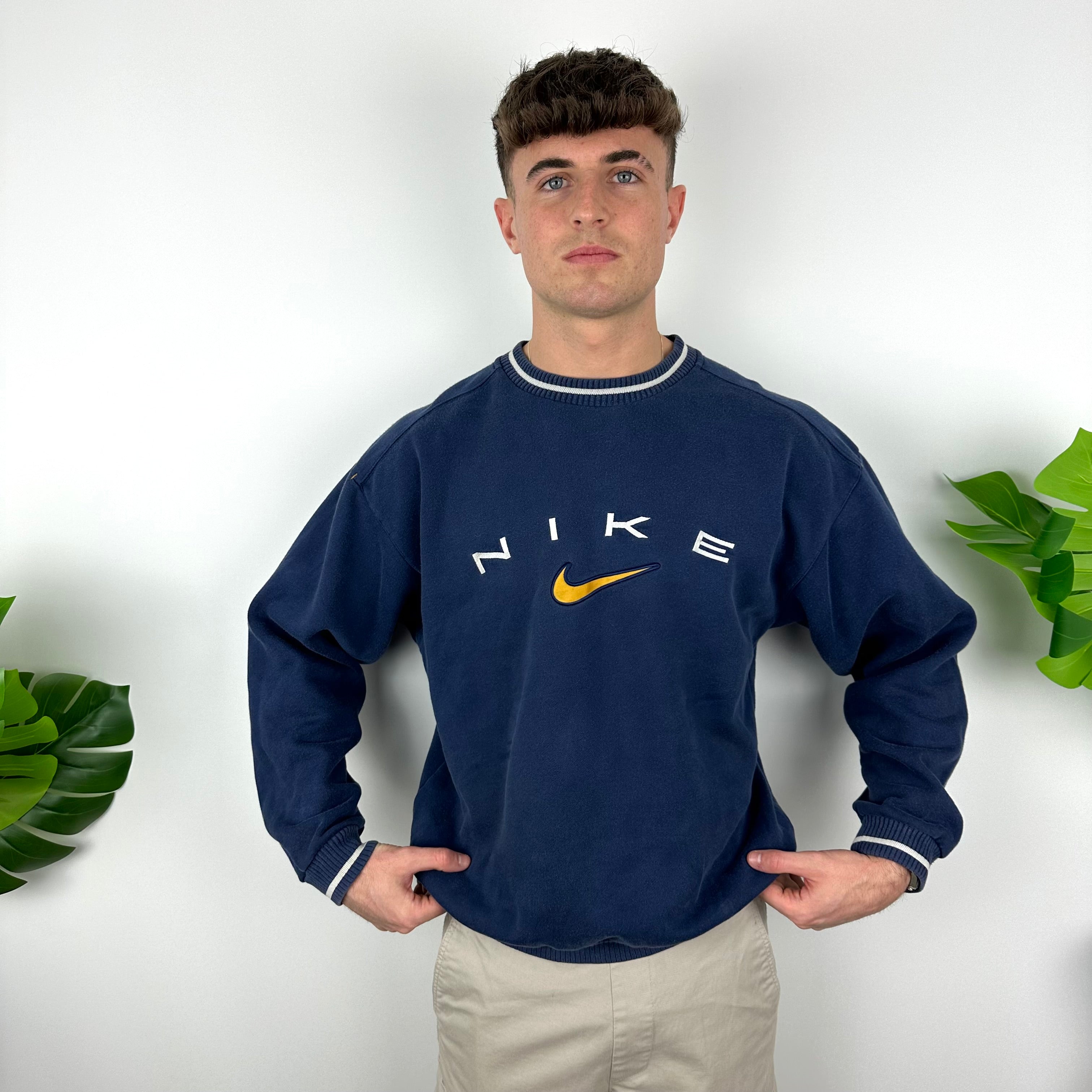 Nike Navy Embroidered Spell Out Sweatshirt (M)