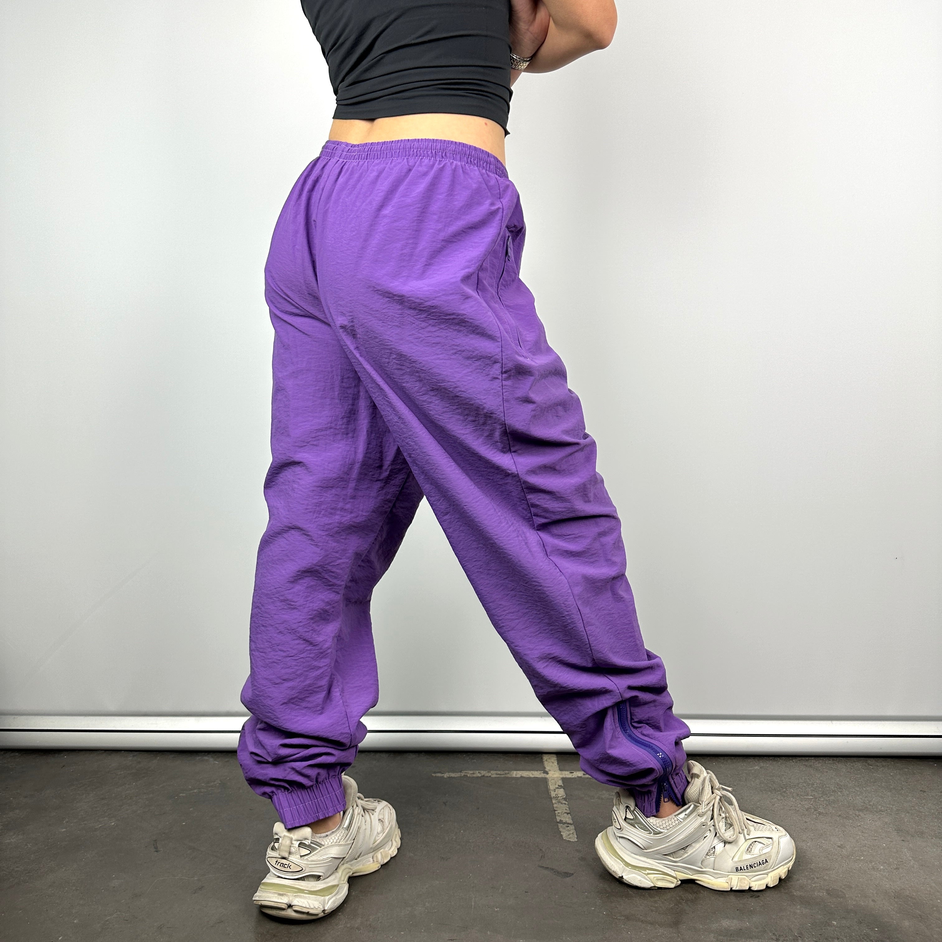 Adidas Purple Embroidered Spell Out Track Pants (L)