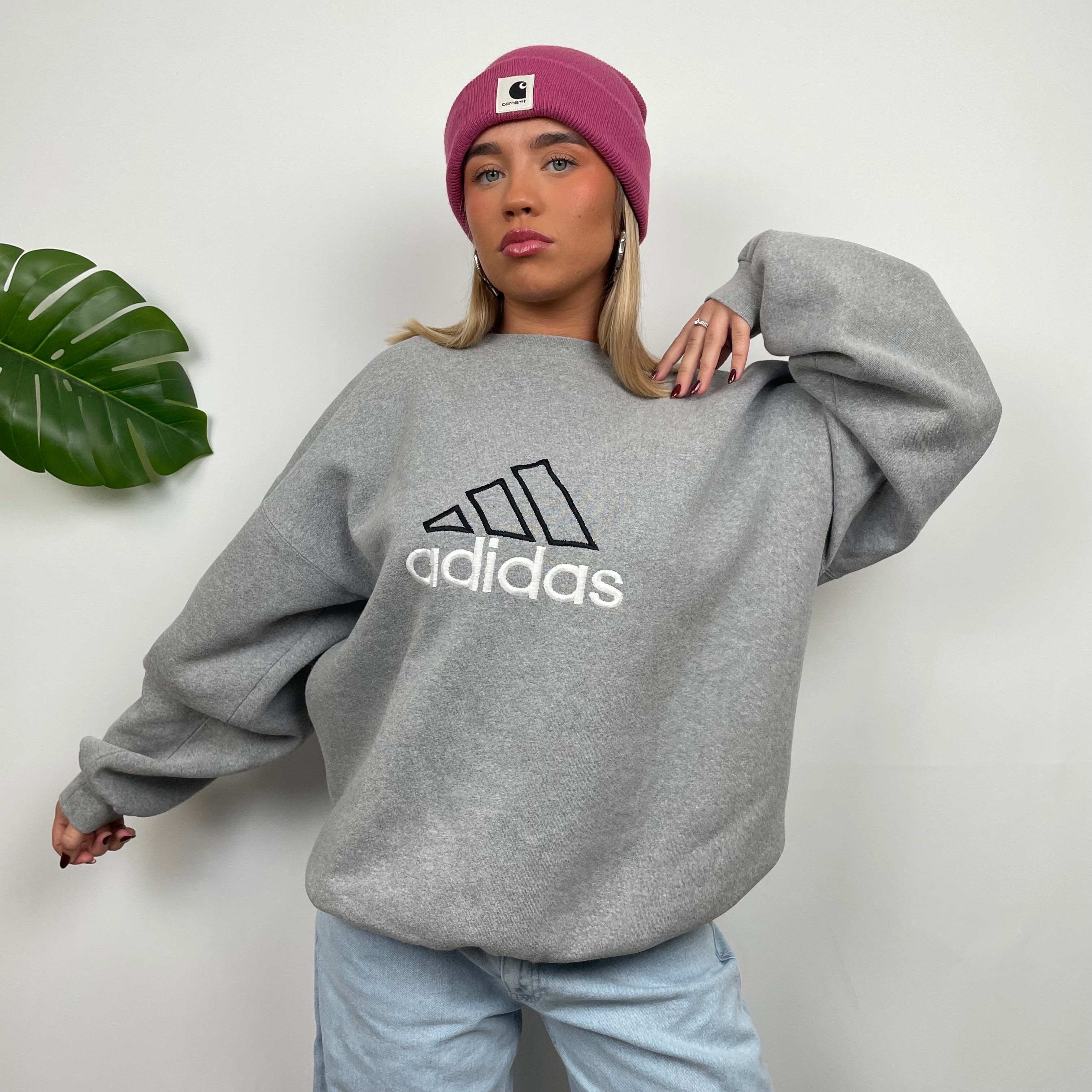 Adidas RARE Grey Embroidered Spell Out Sweatshirt (L)