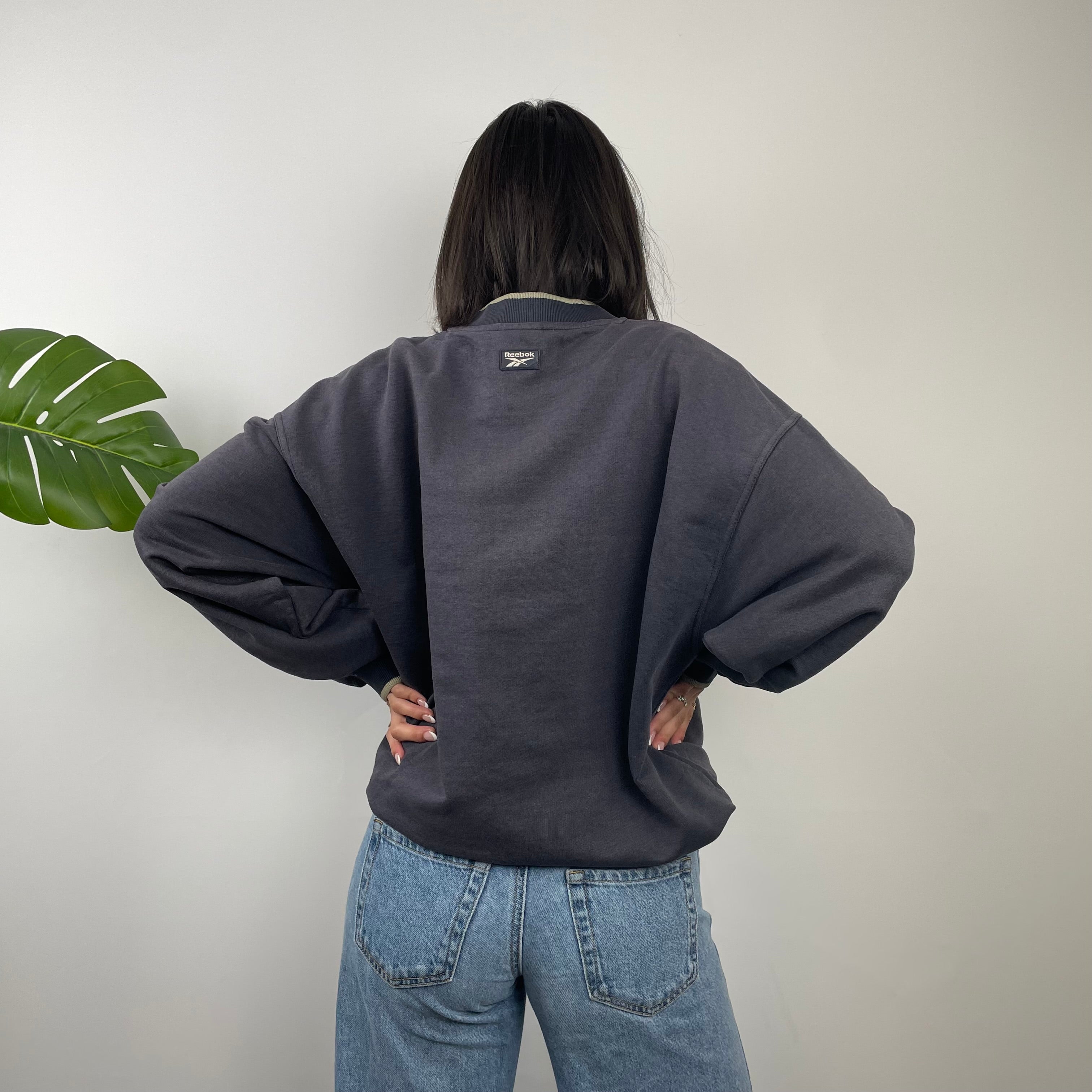 Reebok Navy Embroidered Spell Out Sweatshirt (M)