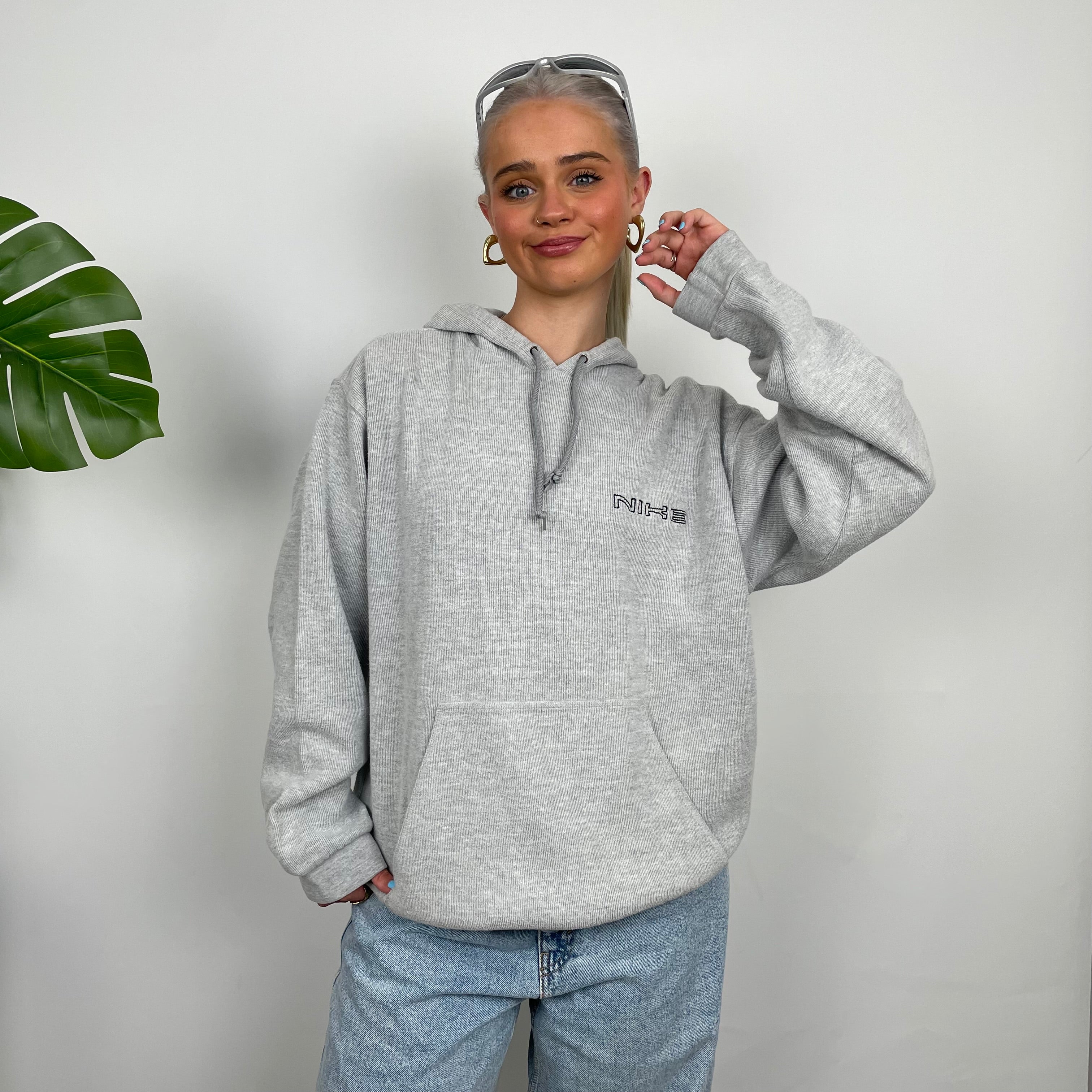 Nike Grey Embroidered Spell Out Hoodie (L)