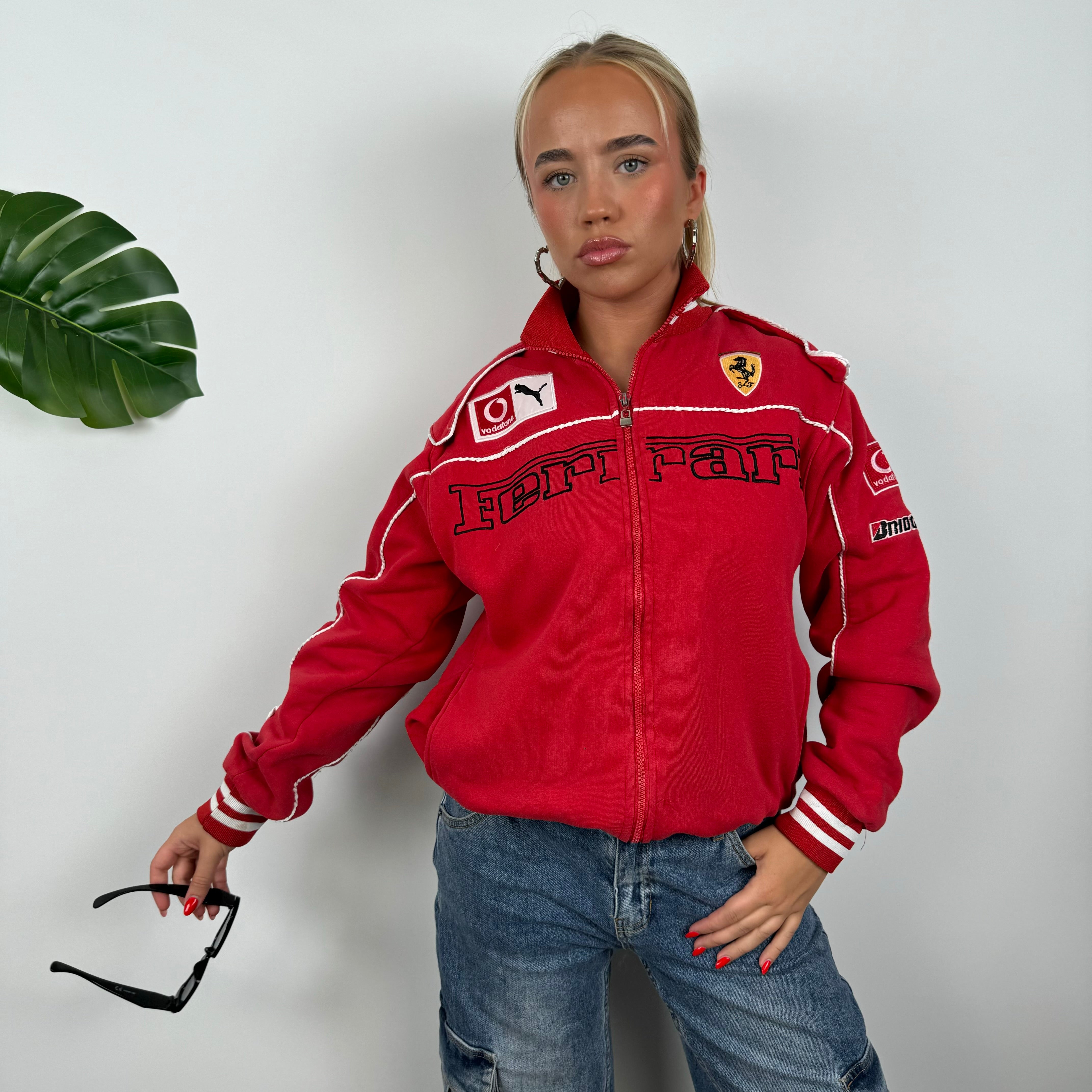 Ferrari Racing RARE Red Embroidered Spell Out Zip Up Jacket (M)