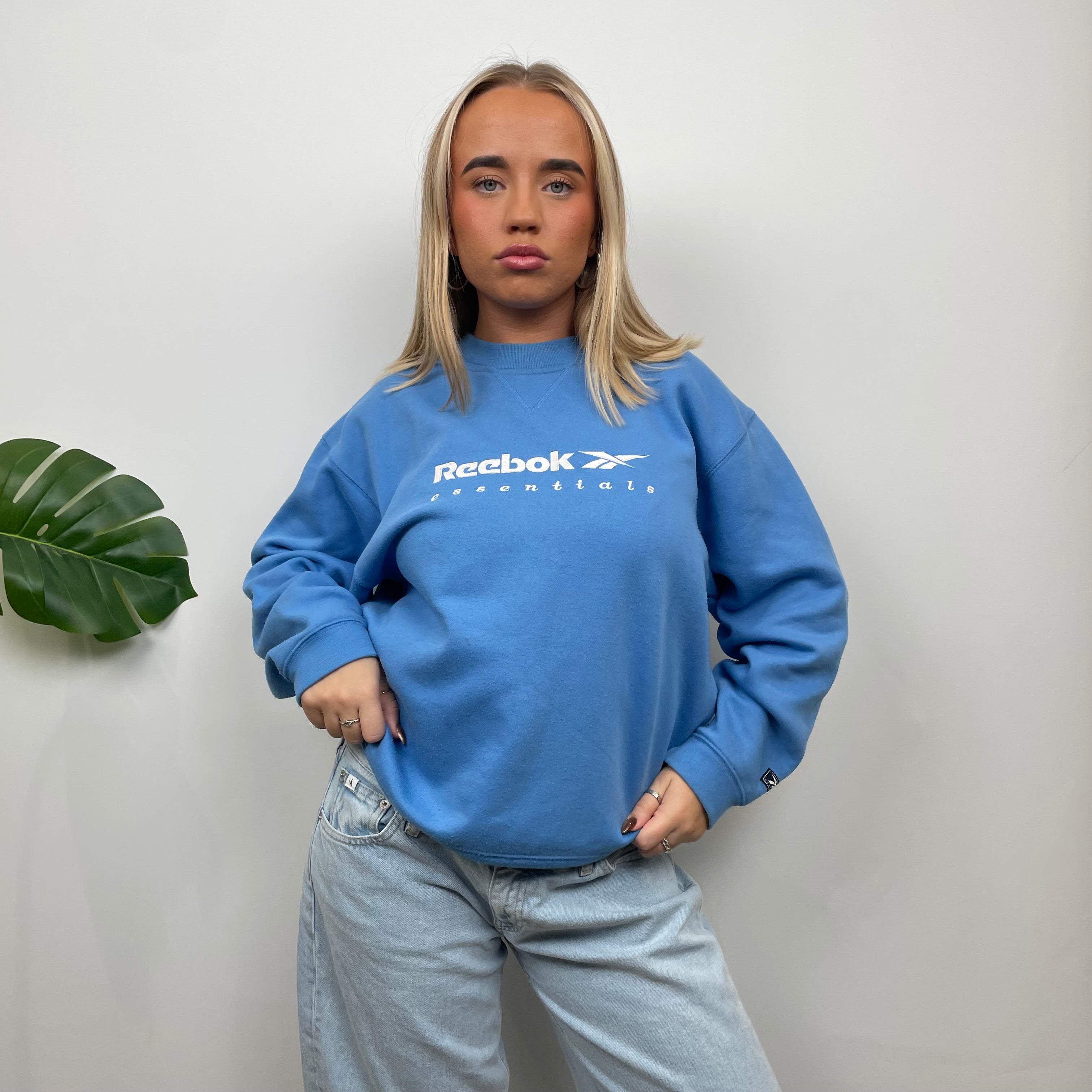 Reebok Blue Embroidered Spell Out Sweatshirt (S)