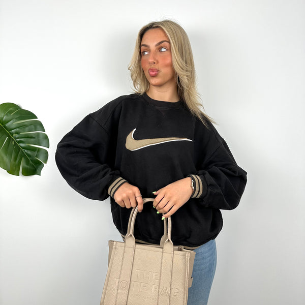 Nike Black Embroidered Swoosh Sweatshirt (S)