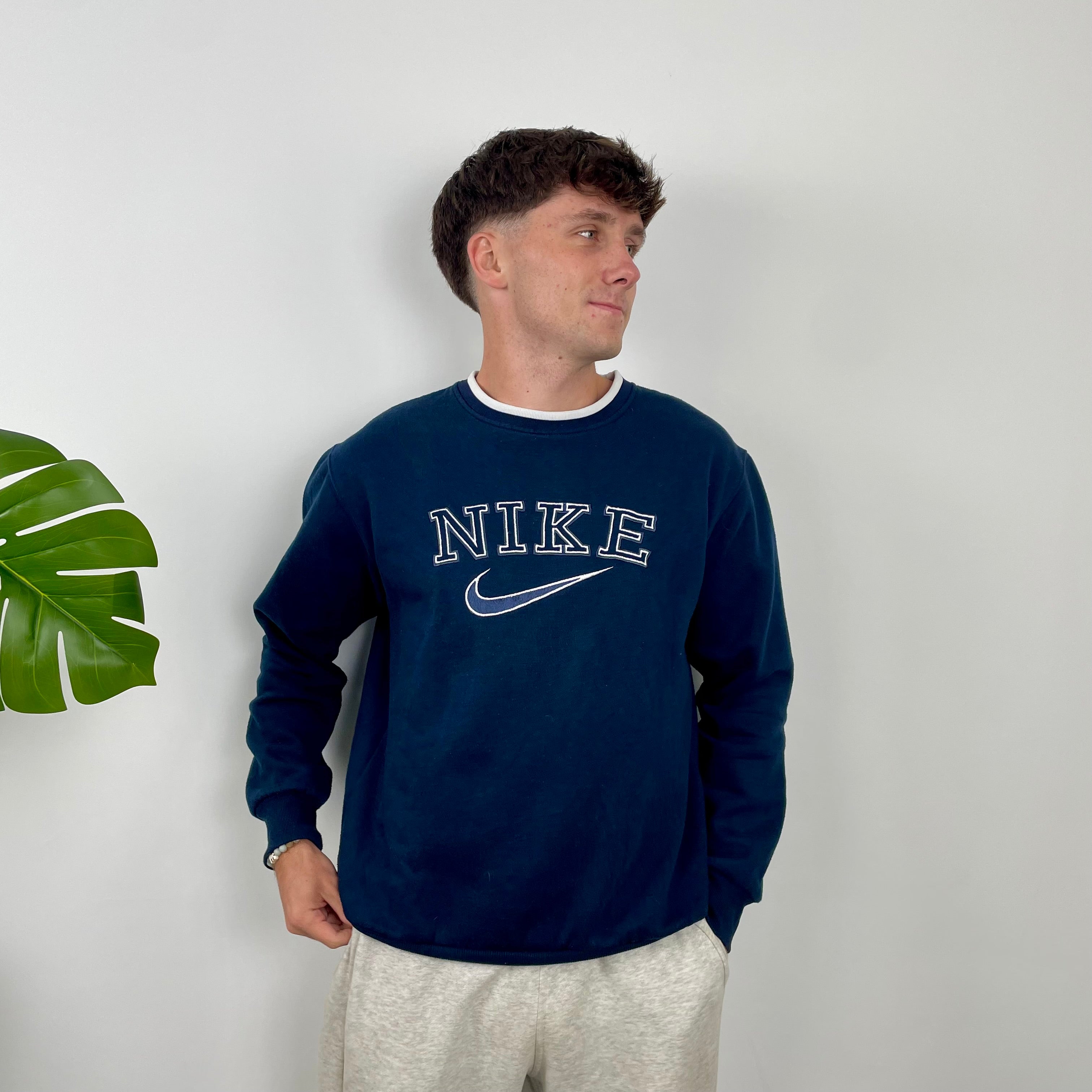Nike Navy Embroidered Spell Out Sweatshirt (M)