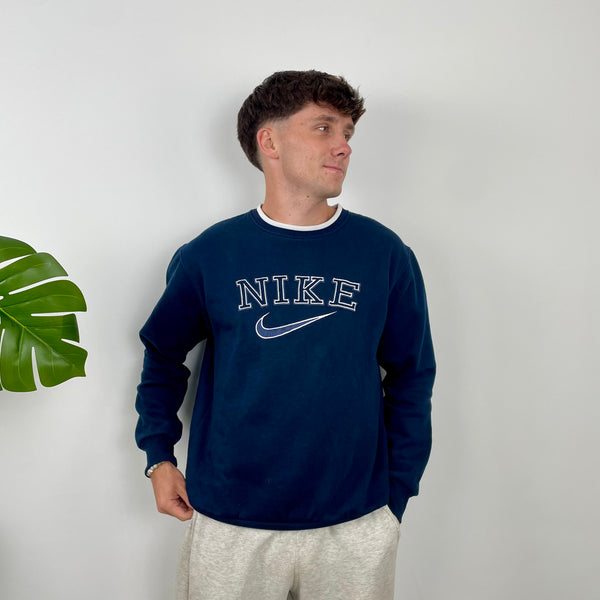Nike Navy Embroidered Spell Out Sweatshirt (M)