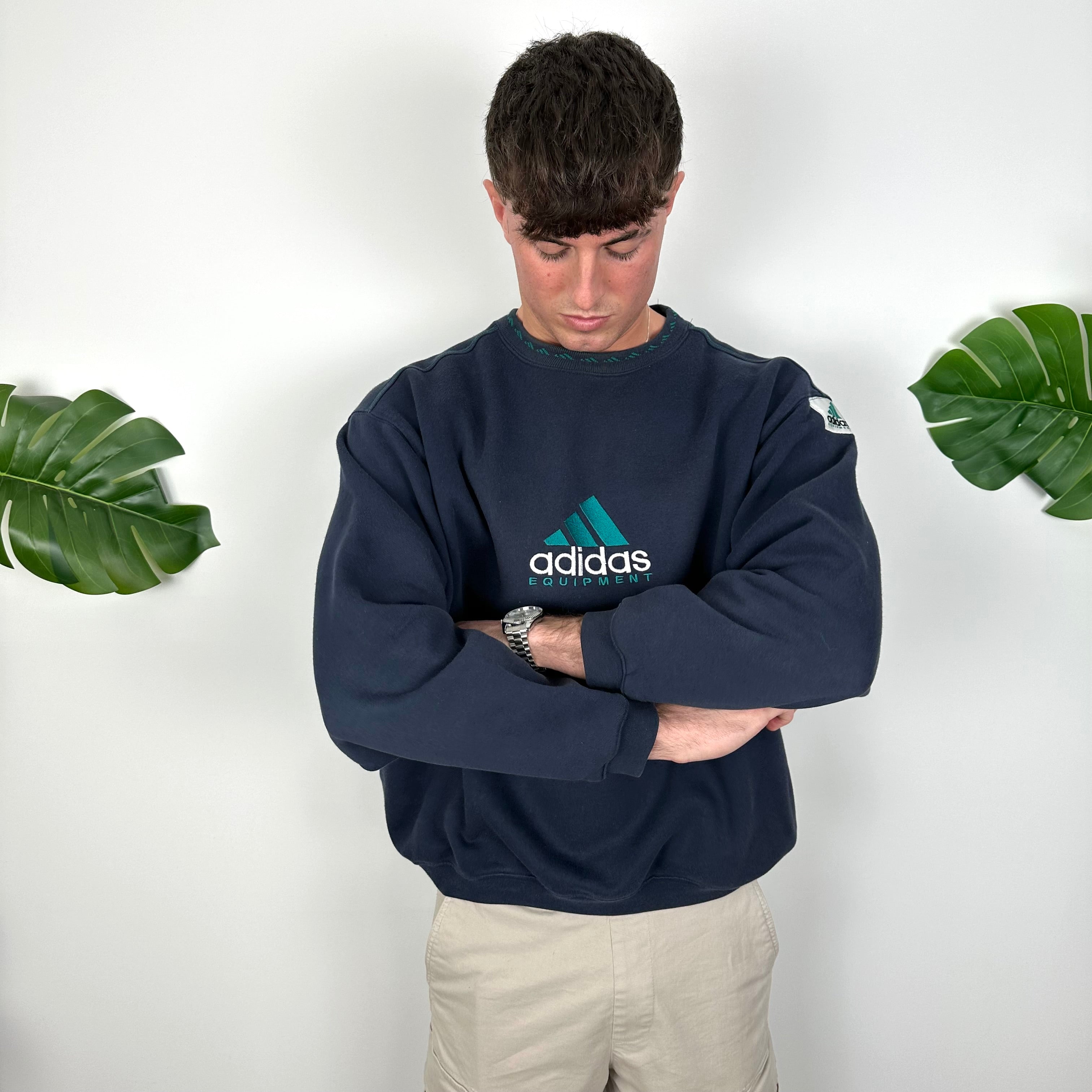 Adidas Equipment Navy Embroidered Spell Out Sweatshirt (M)