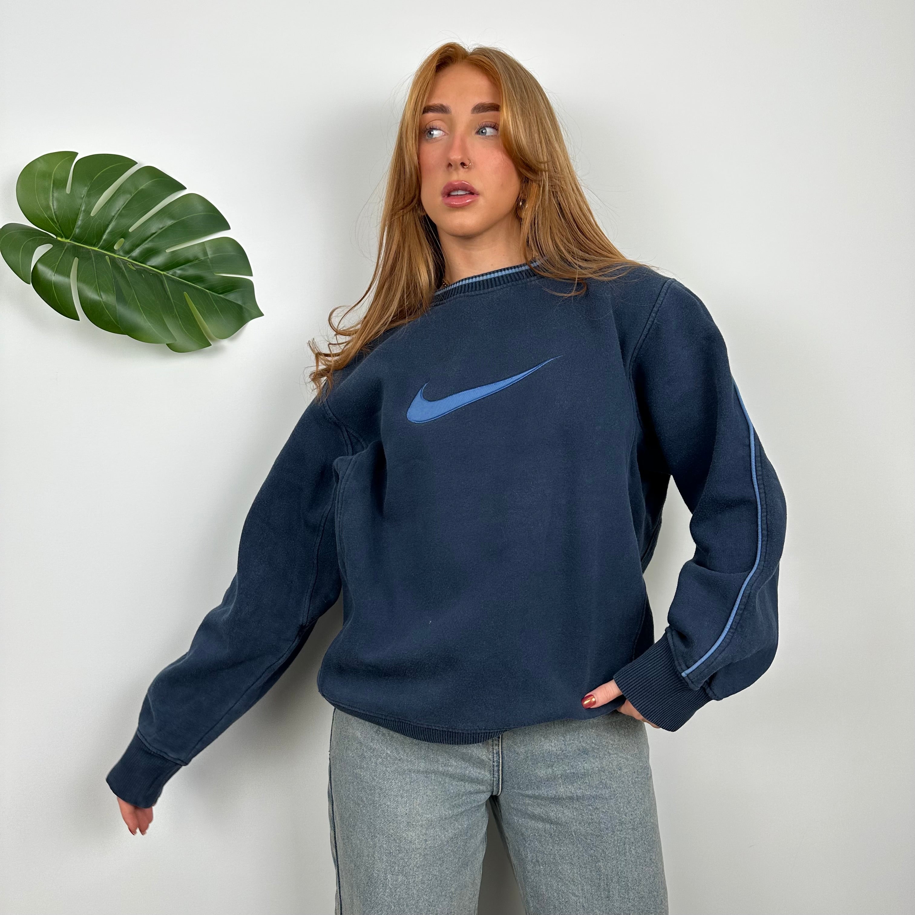 Nike Navy Embroidered Swoosh Sweatshirt (M)